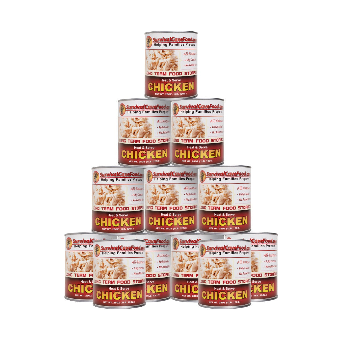 Survival Cave canned chicken 12-pack 28 oz cans ready to eat long shelf life