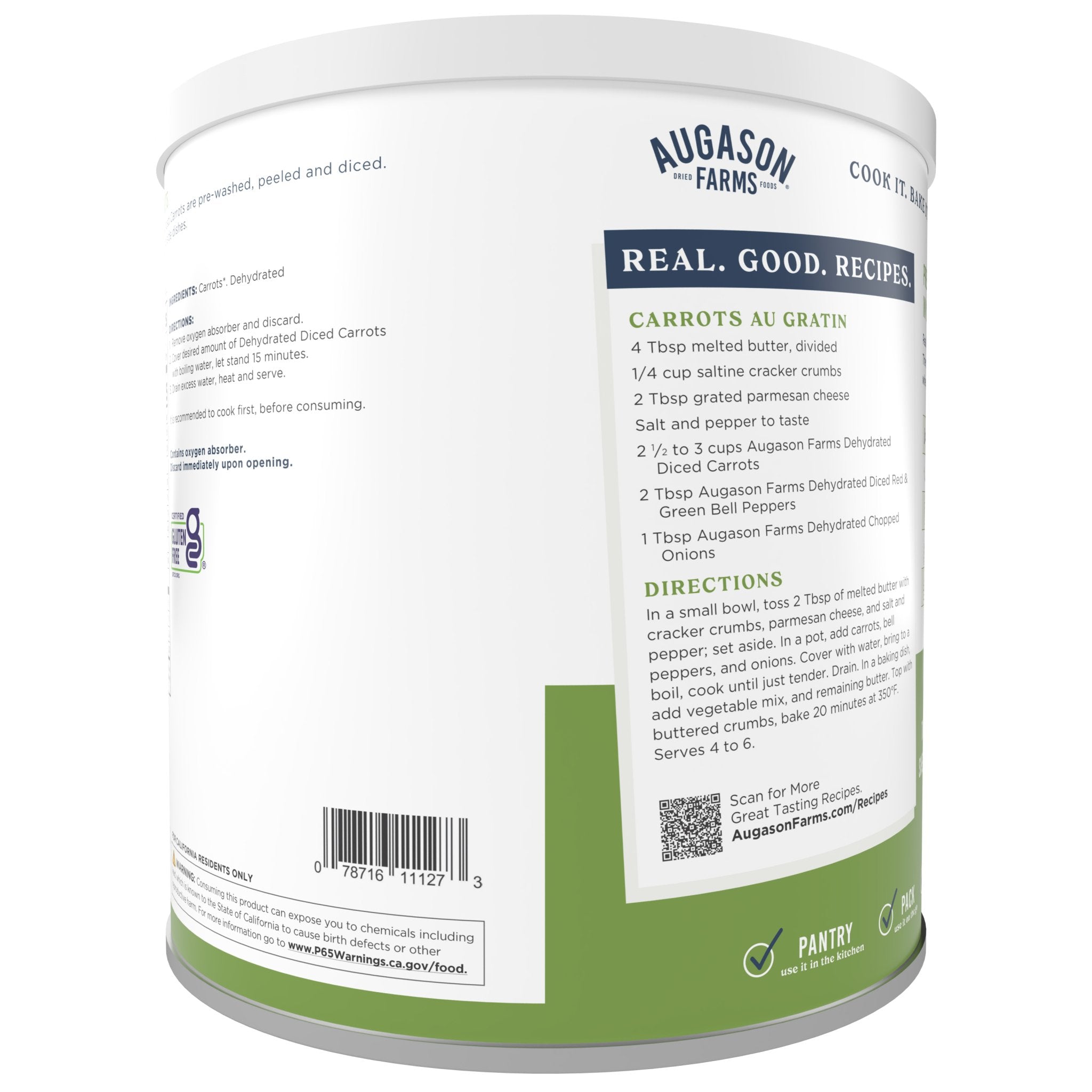 Dehydrated Diced Carrots Can, 216 Servings