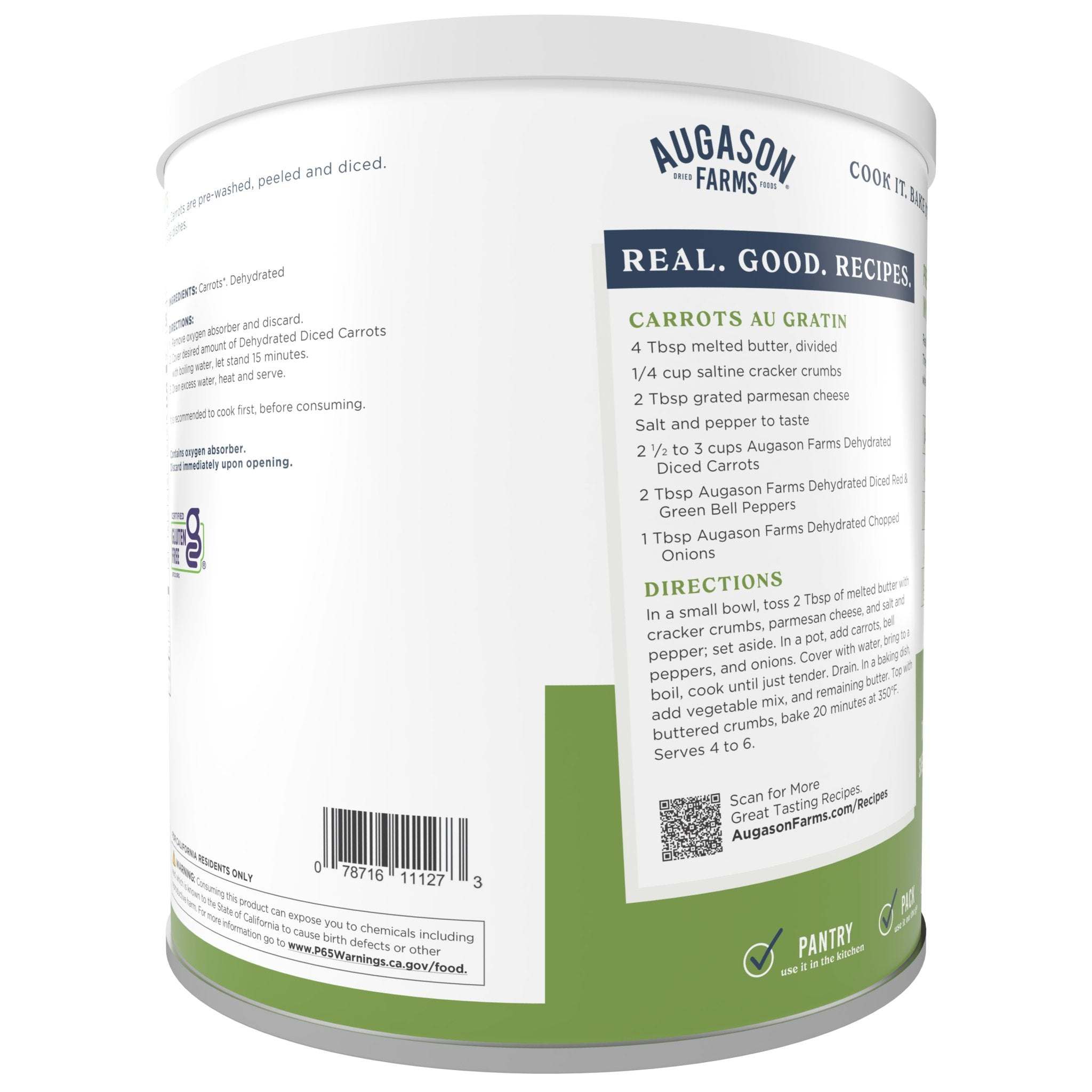 Dehydrated Diced Carrots Can, 216 Servings