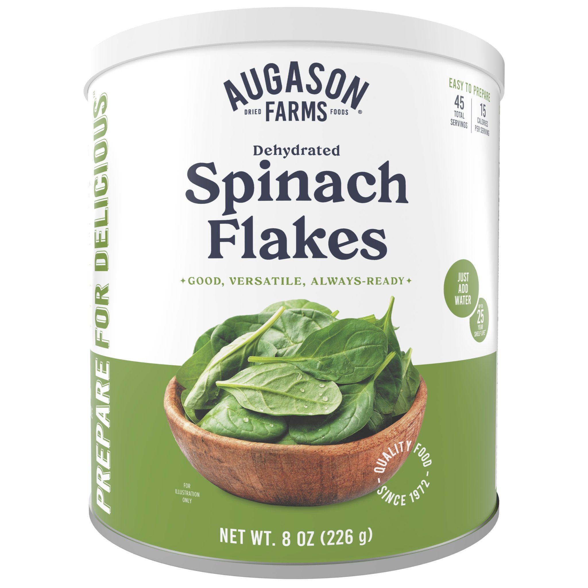 Dehydrated Spinach Flakes Can, 45 Servings