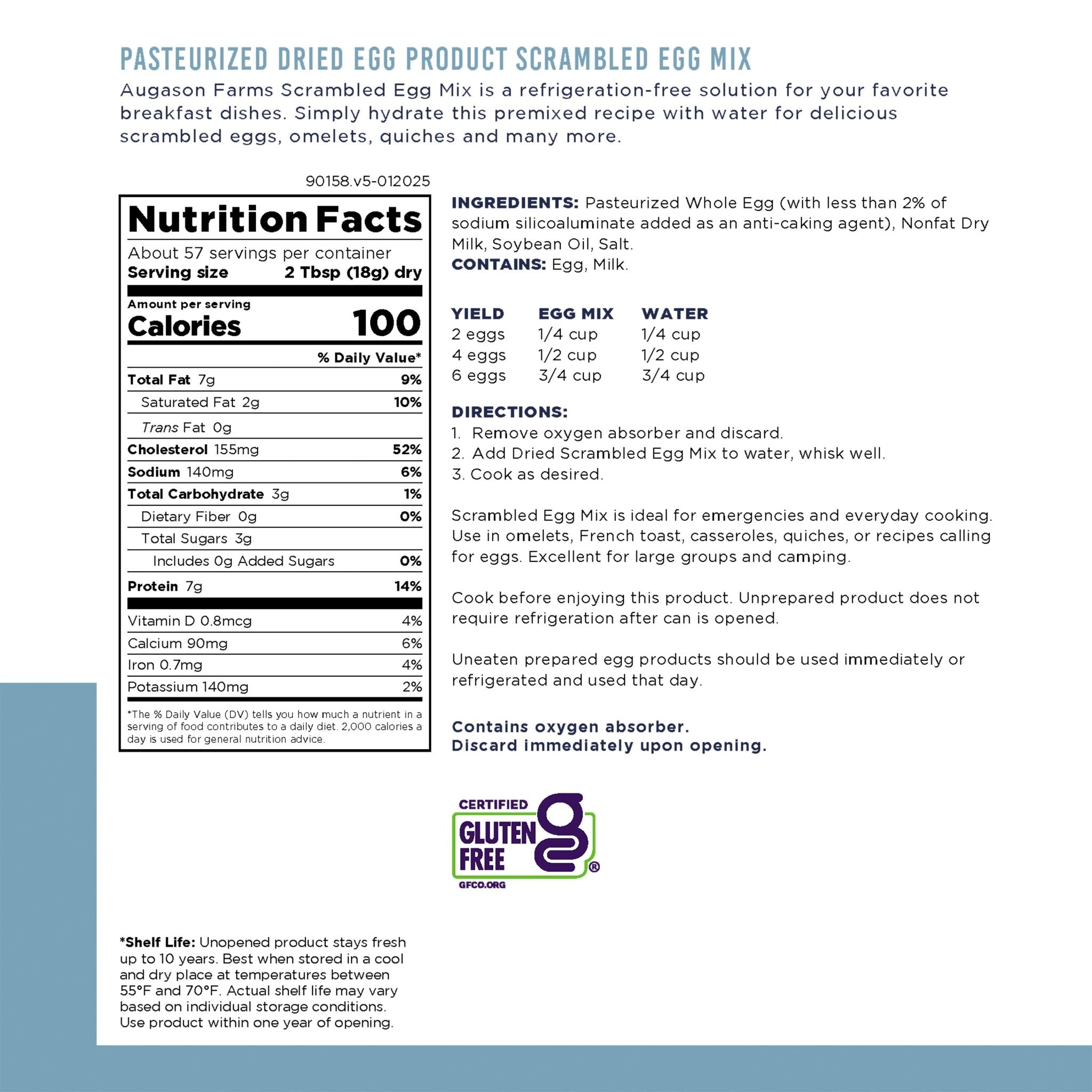 Pasteurized Scrambled Egg Mix Can, 57 Servings