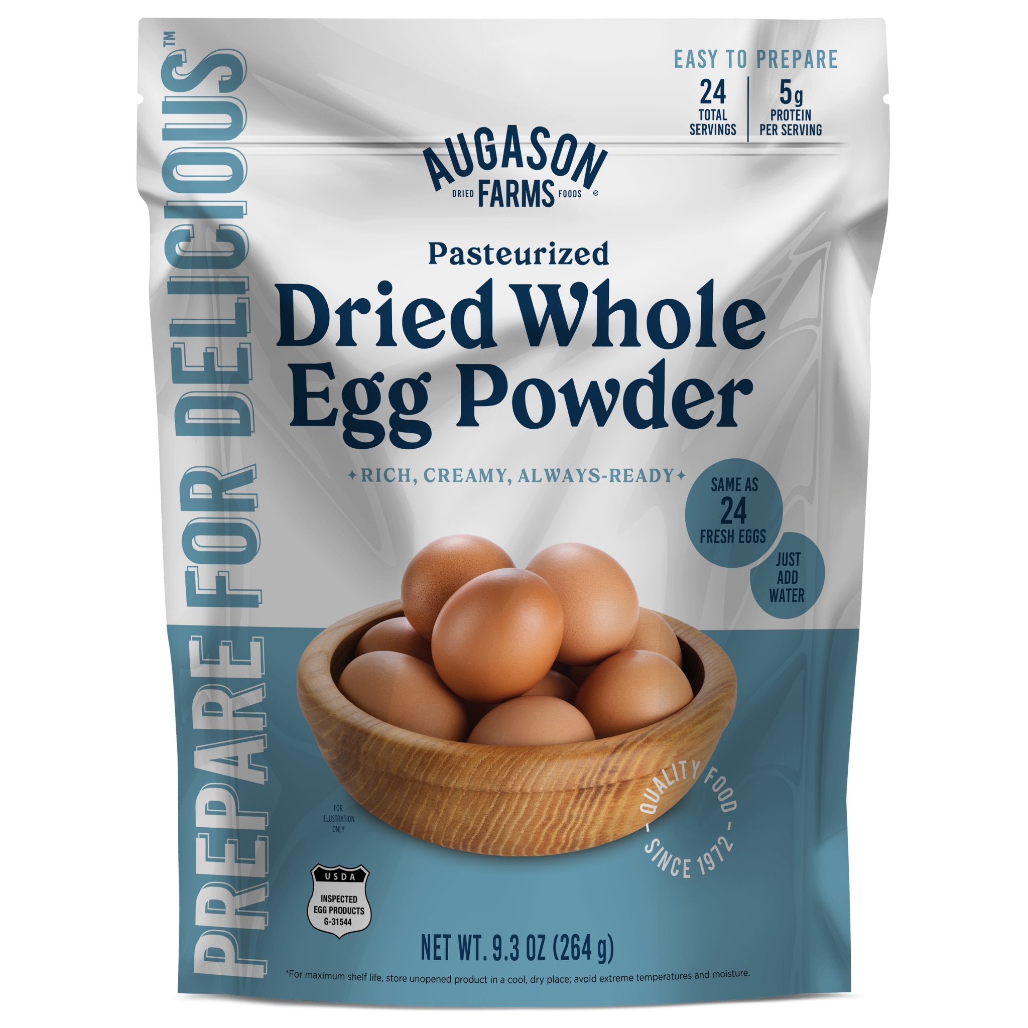 Pasteurized Dried Whole Egg Powder Pouch, 24 Servings