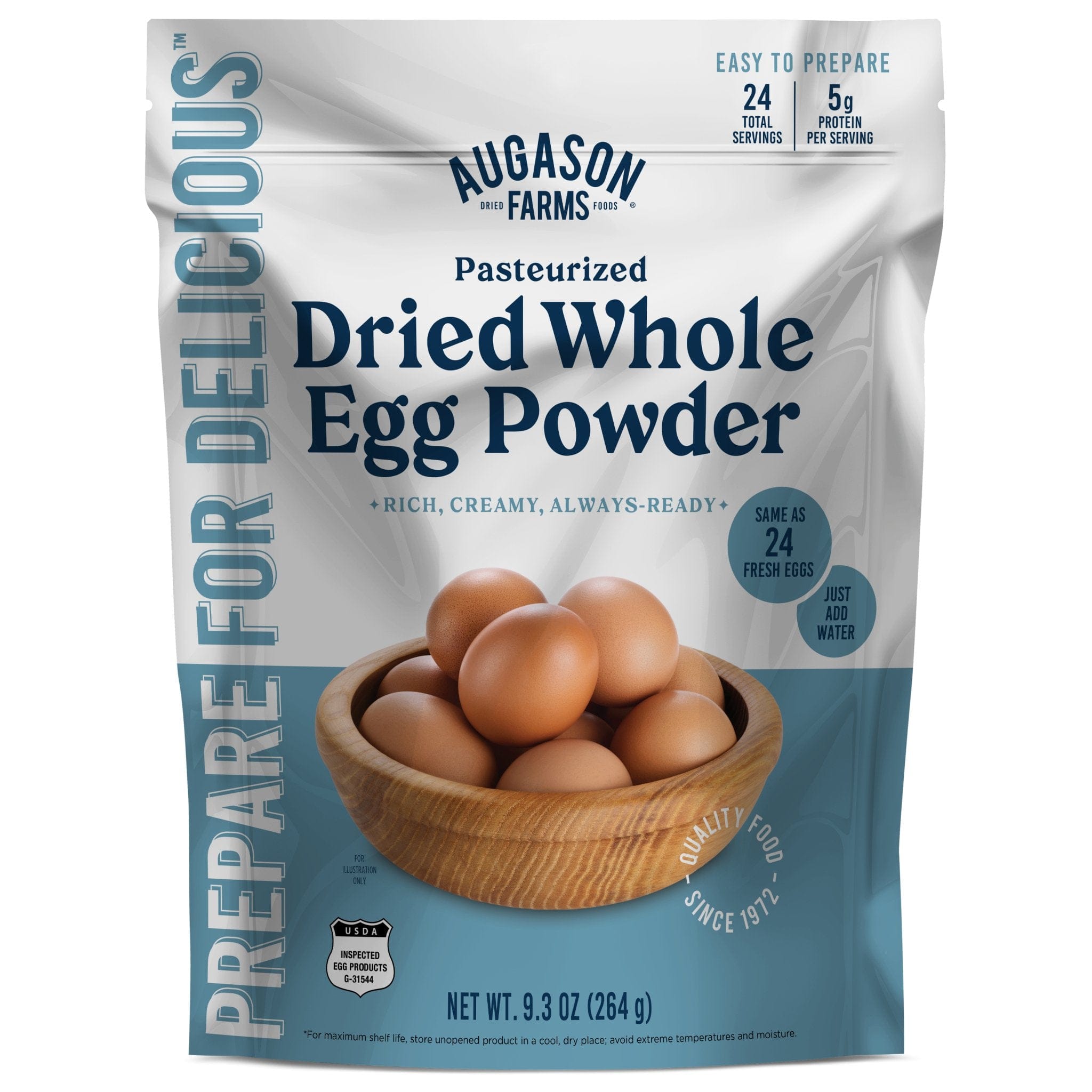 Augason Farms Pasteurized Dried Whole Egg Powder Pouch, 24 Servings Dried Whole Egg Powder Pouch - 24 Servings