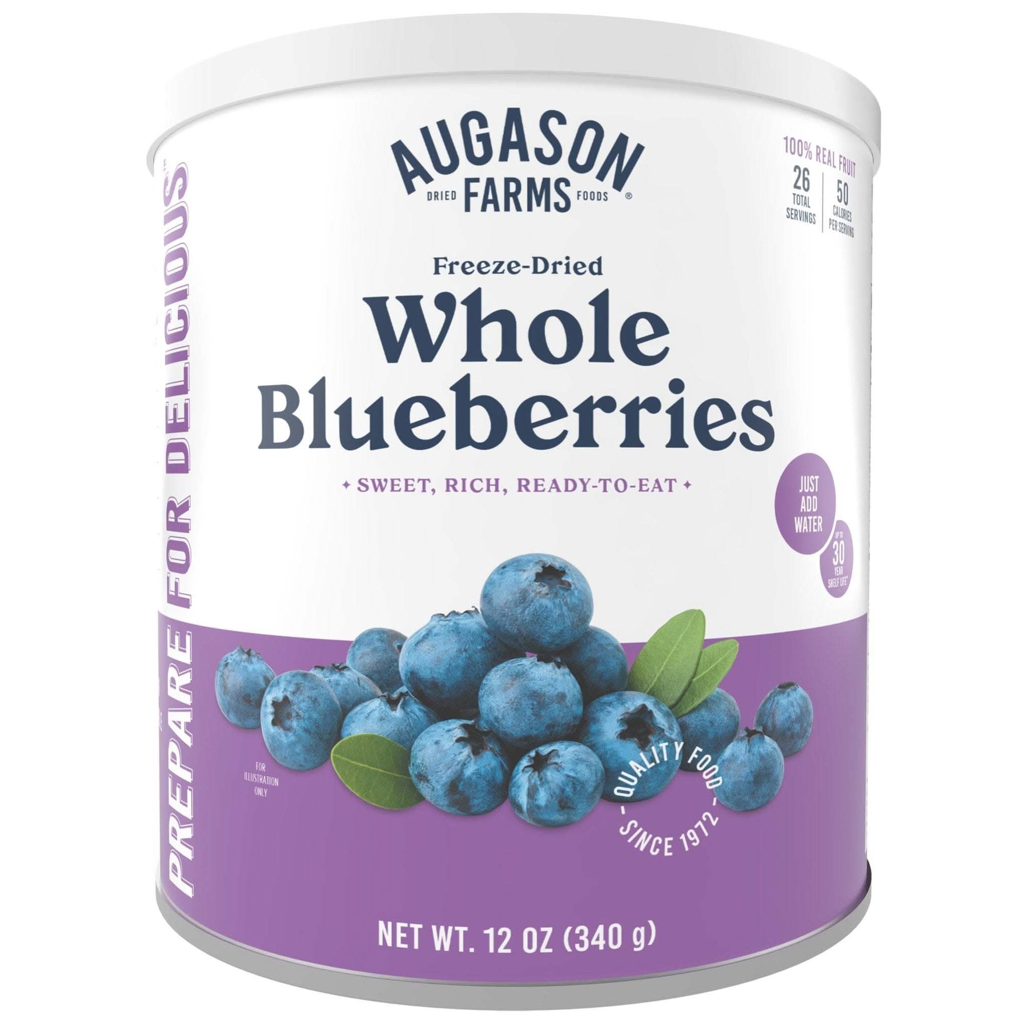 Augason Farms Freeze Dried Whole Blueberries Can, 26 Servings Freeze Dried Blueberries Can - 26 Servings | Long Shelf Life & Natural Sweetness