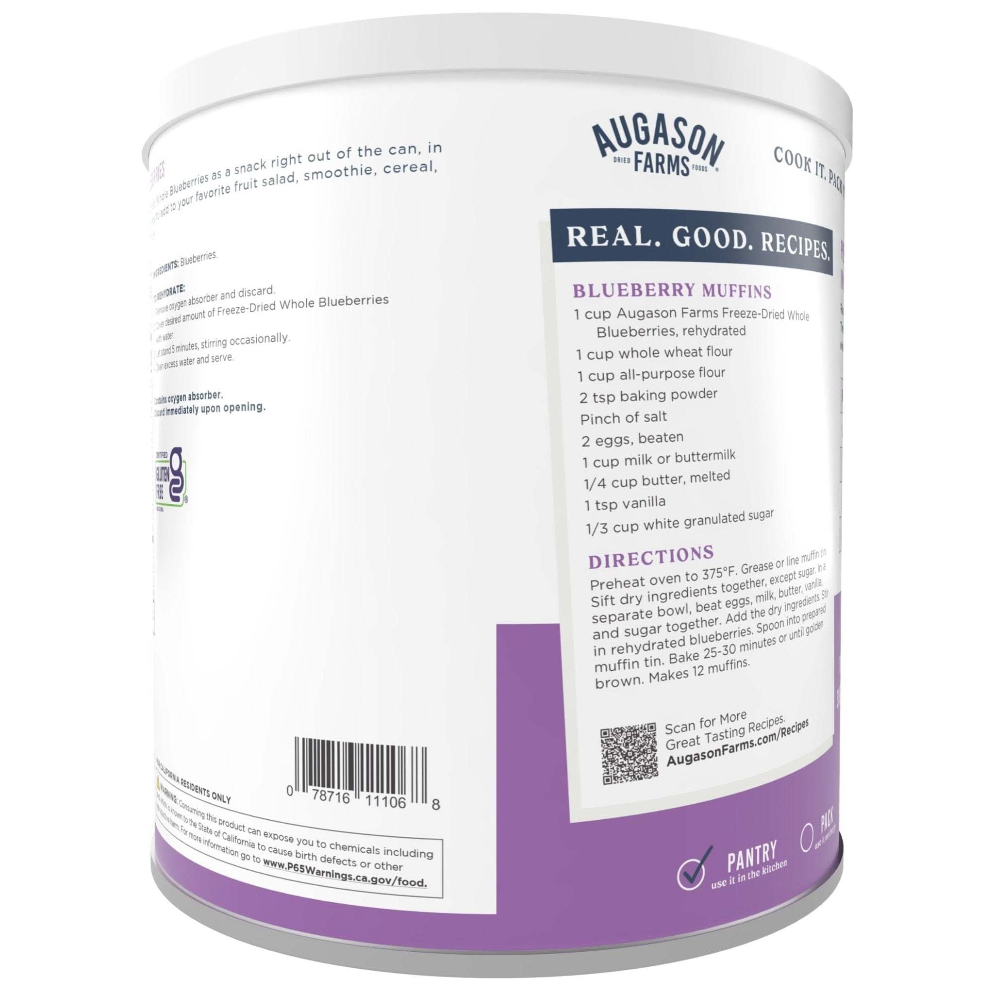 Augason Farms Freeze Dried Whole Blueberries Can, 26 Servings Freeze Dried Blueberries Can - 26 Servings | Long Shelf Life & Natural Sweetness