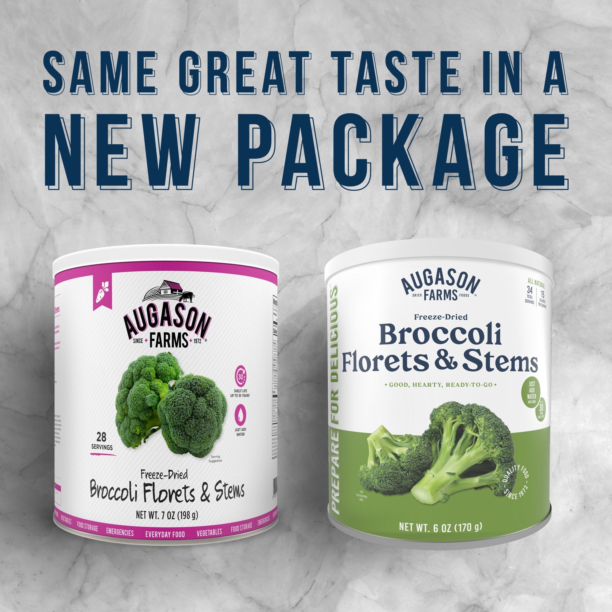Freeze Dried Broccoli Florets and Stems Can, 34 Servings