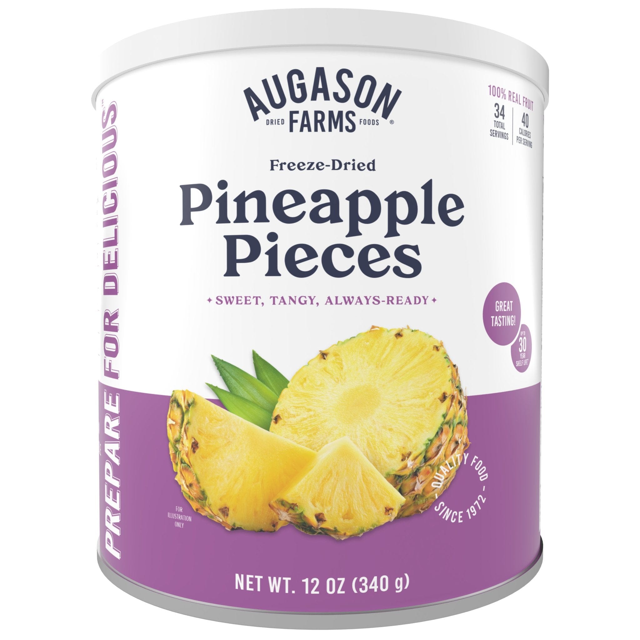 Augason Farms Freeze Dried Pineapple Pieces Can, 34 Servings Freeze Dried Pineapple Pieces Can - 34 Servings