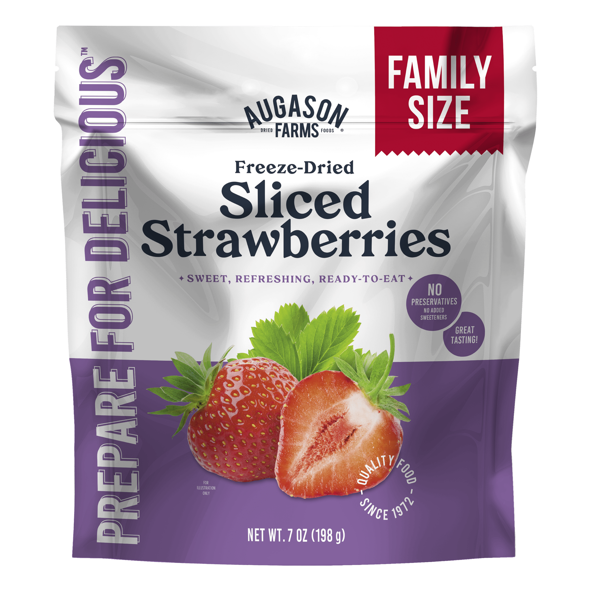 Augason Farms Freeze Dried Sliced Strawberries Family Size Pouch, 20 Servings Freeze Dried Sliced Strawberries Pouch - 20 Servings