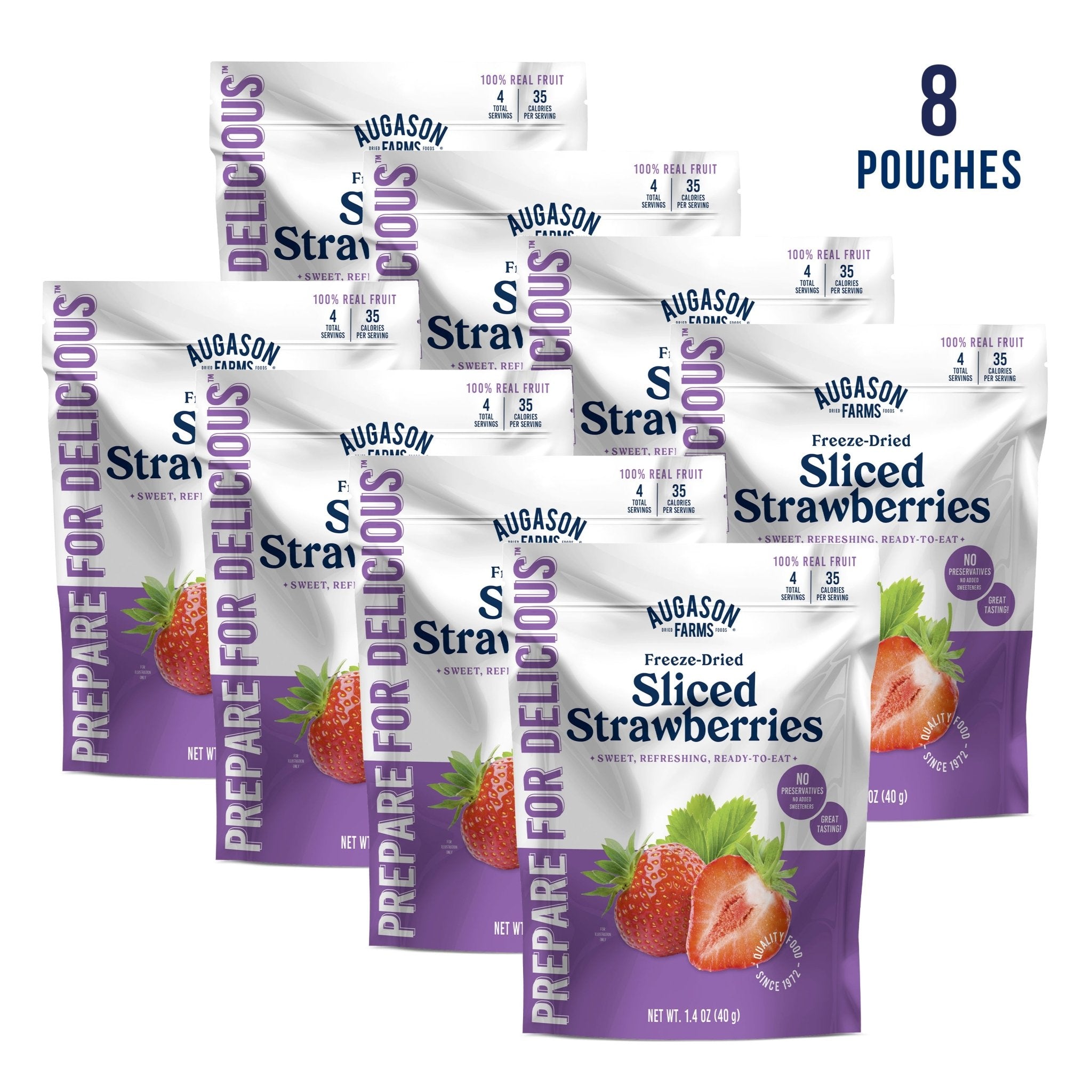 Freeze Dried Sliced Strawberries Pouch, 4 Servings