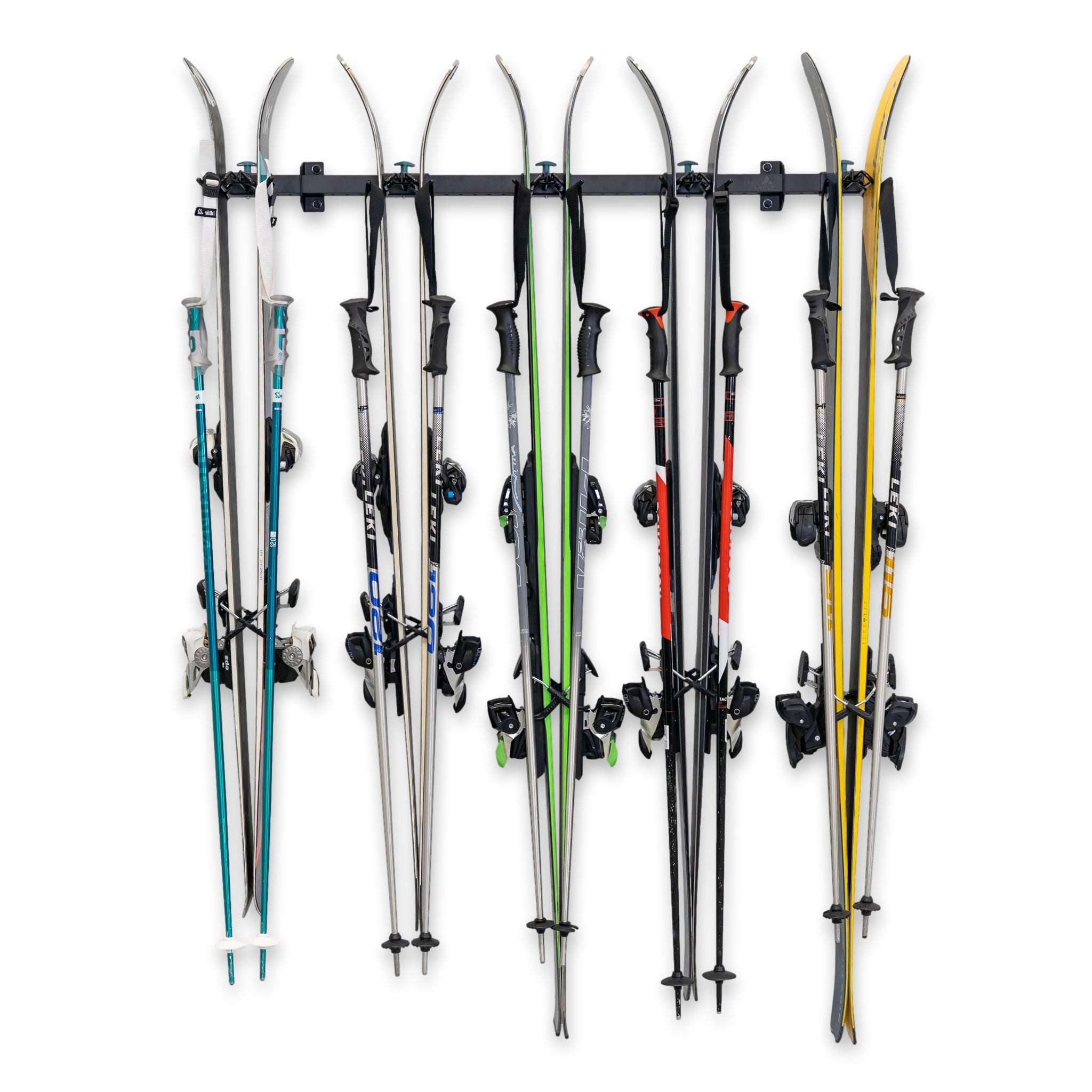 Lone Peak Ski Rack | Adjustable Wall Storage System | Holds 5 Pairs of Skis