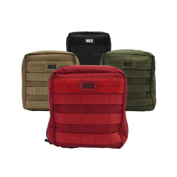 Compact general purpose first aid kit with pressure dressing, burn care, and MOLLE-compatible pouch for vehicle and outdoor emergencies