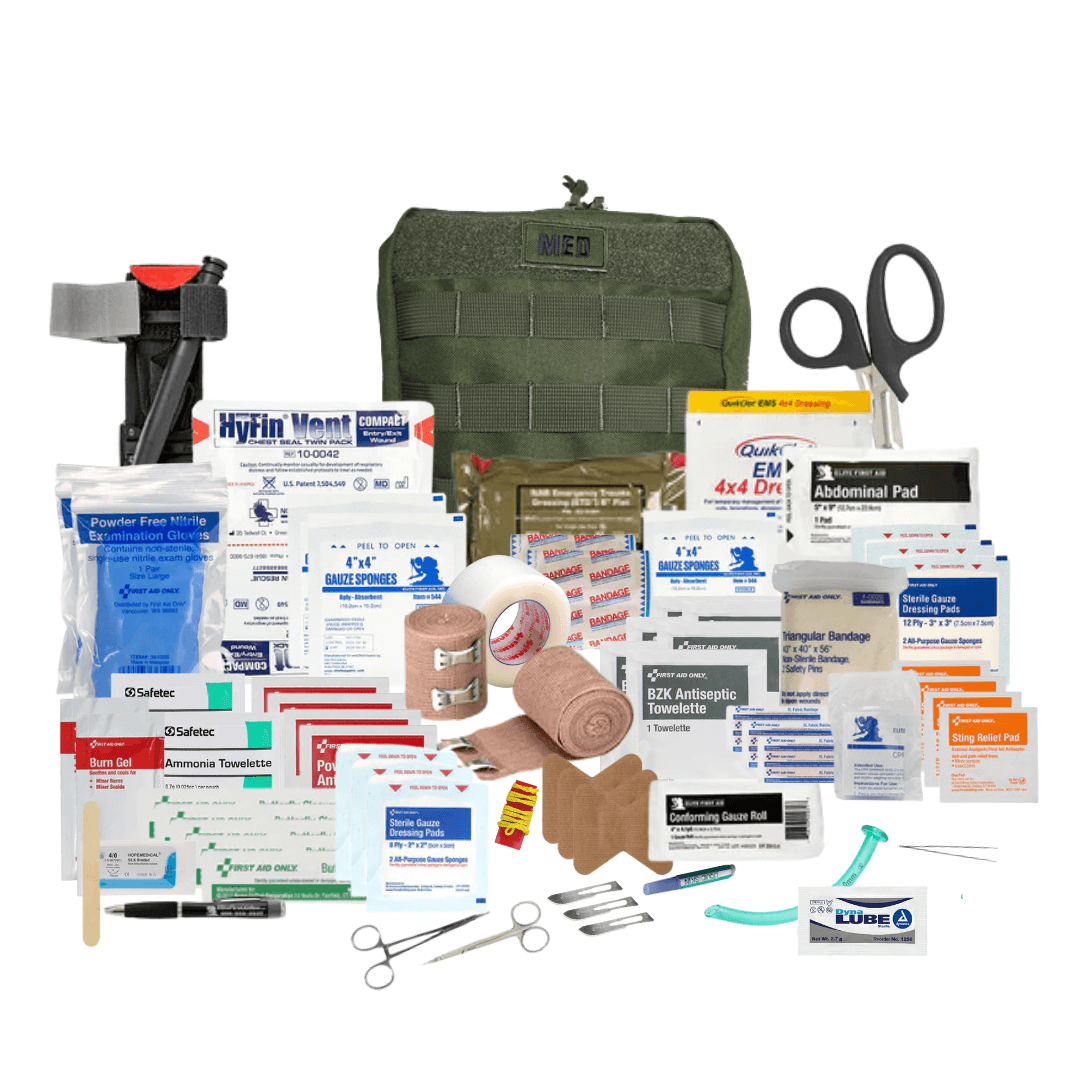 79-piece General Purpose First Aid Kit by Med Pro with CAT tourniquets and HyFin chest seals in MOLLE-compatible pouch