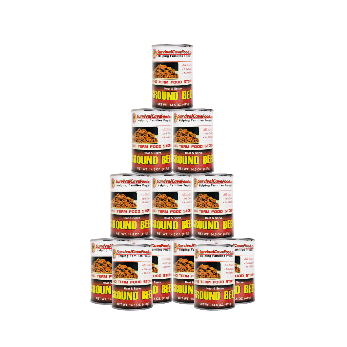 Survival Cave Ground Beef 12 – 14.5 oz Cans – Ready to Eat Canned Meat