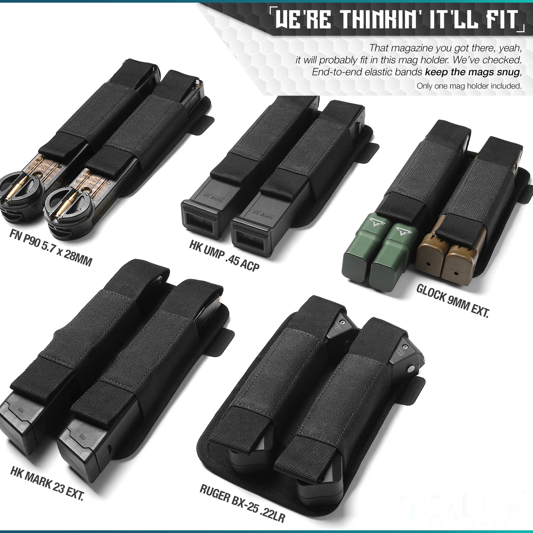 Extended Pistol Mag Holster - Hook Backing