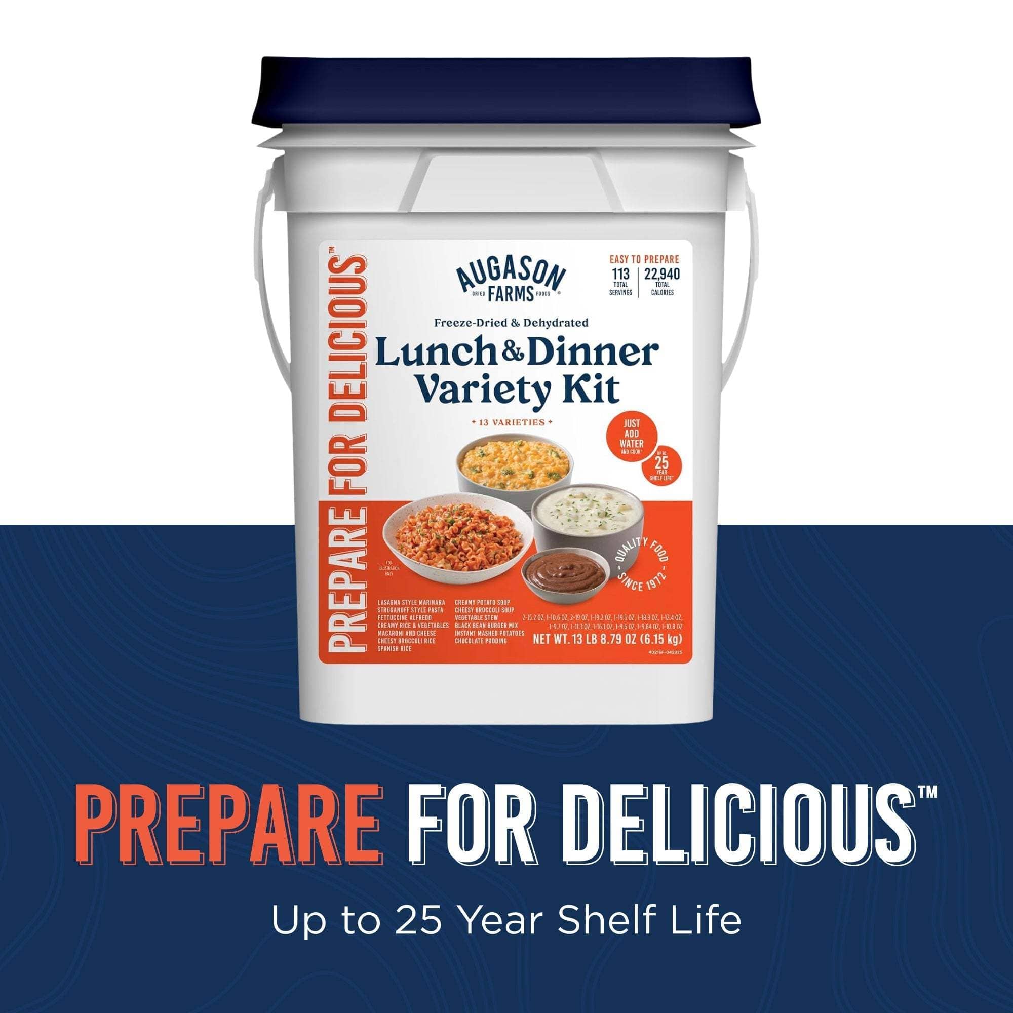 Augason Farms Lunch and Dinner Variety Pail, 113 Servings Lunch and Dinner Variety Pail - 113 Servings for Emergency Food