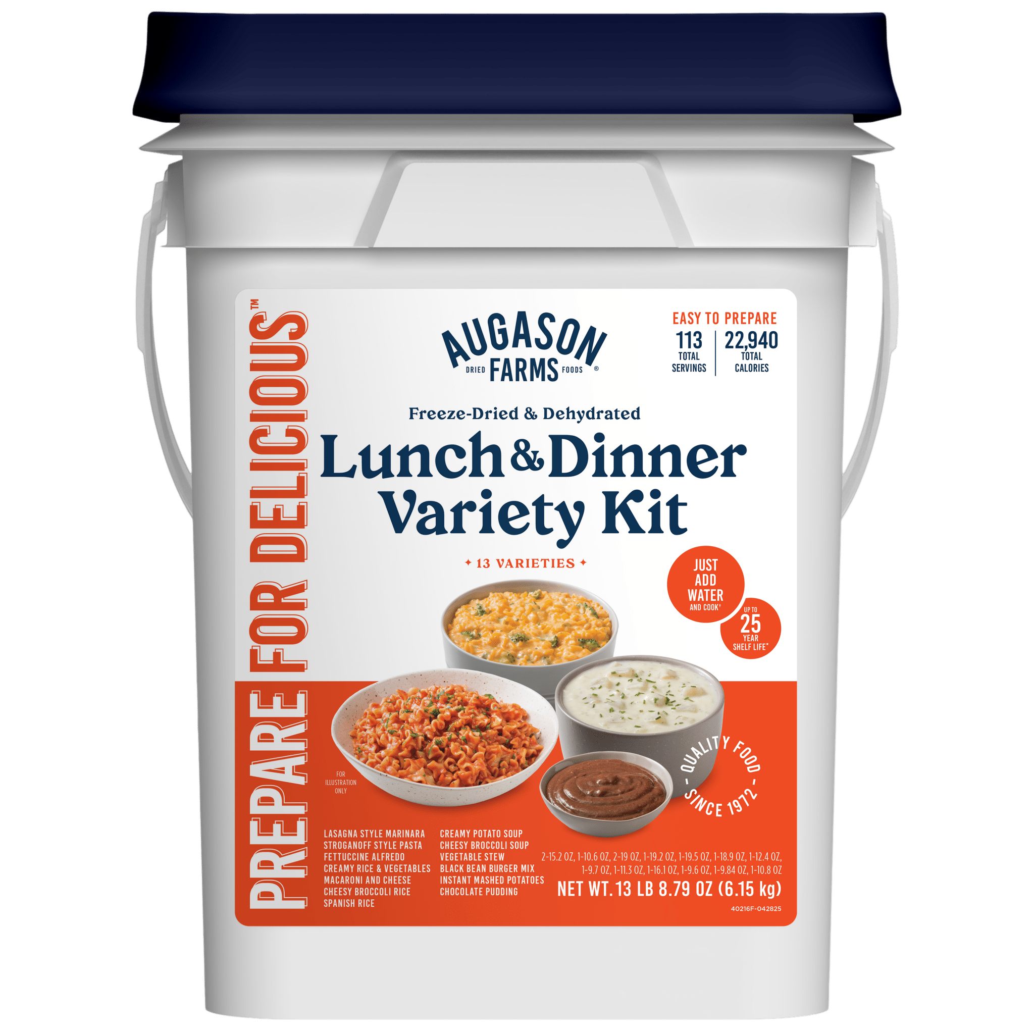 Augason Farms Lunch and Dinner Variety Pail, 113 Servings Lunch and Dinner Variety Pail - 113 Servings for Emergency Food