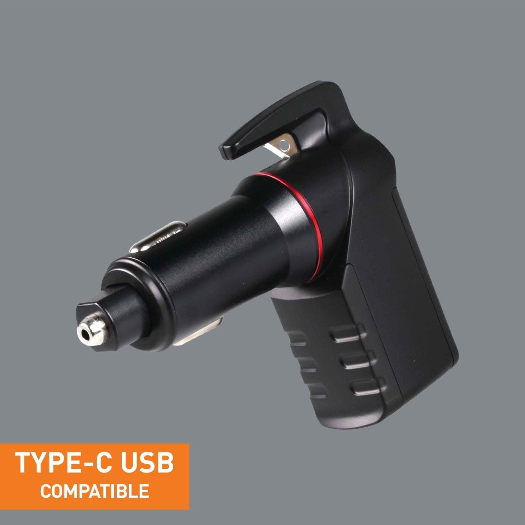 Stinger Survival Tools Emergency Escape Tool USB Car Charger Emergency Tool Type-C ( Black) USB Car Charger Emergency Tool Type-C - Compact Safety & Charging Solution