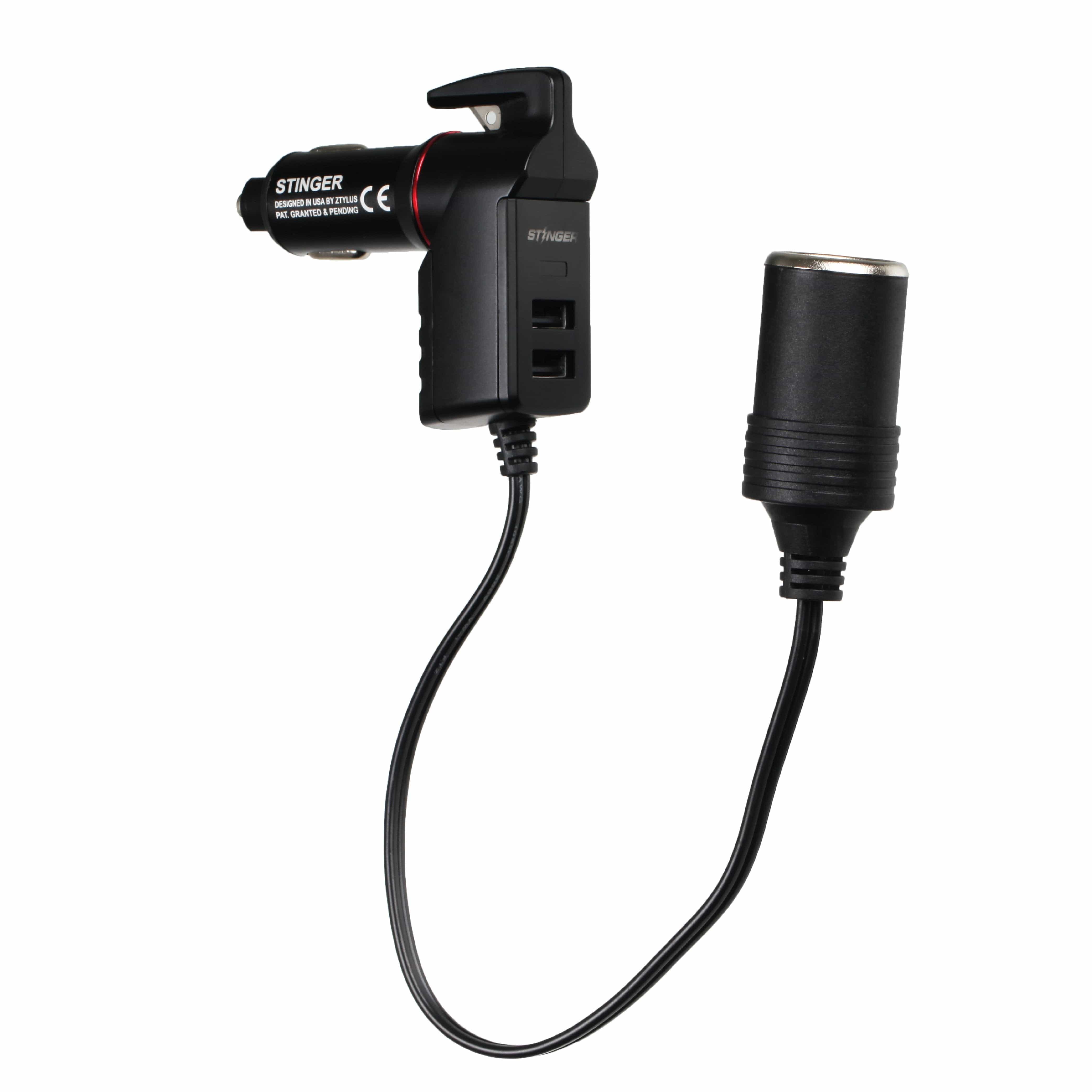 Stinger Survival Tools Emergency Escape Tool USB Car Charger Emergency Tool With Single Cigarette Lighter Connection USB Car Charger Emergency Tool - Lighter Connection | Stinger