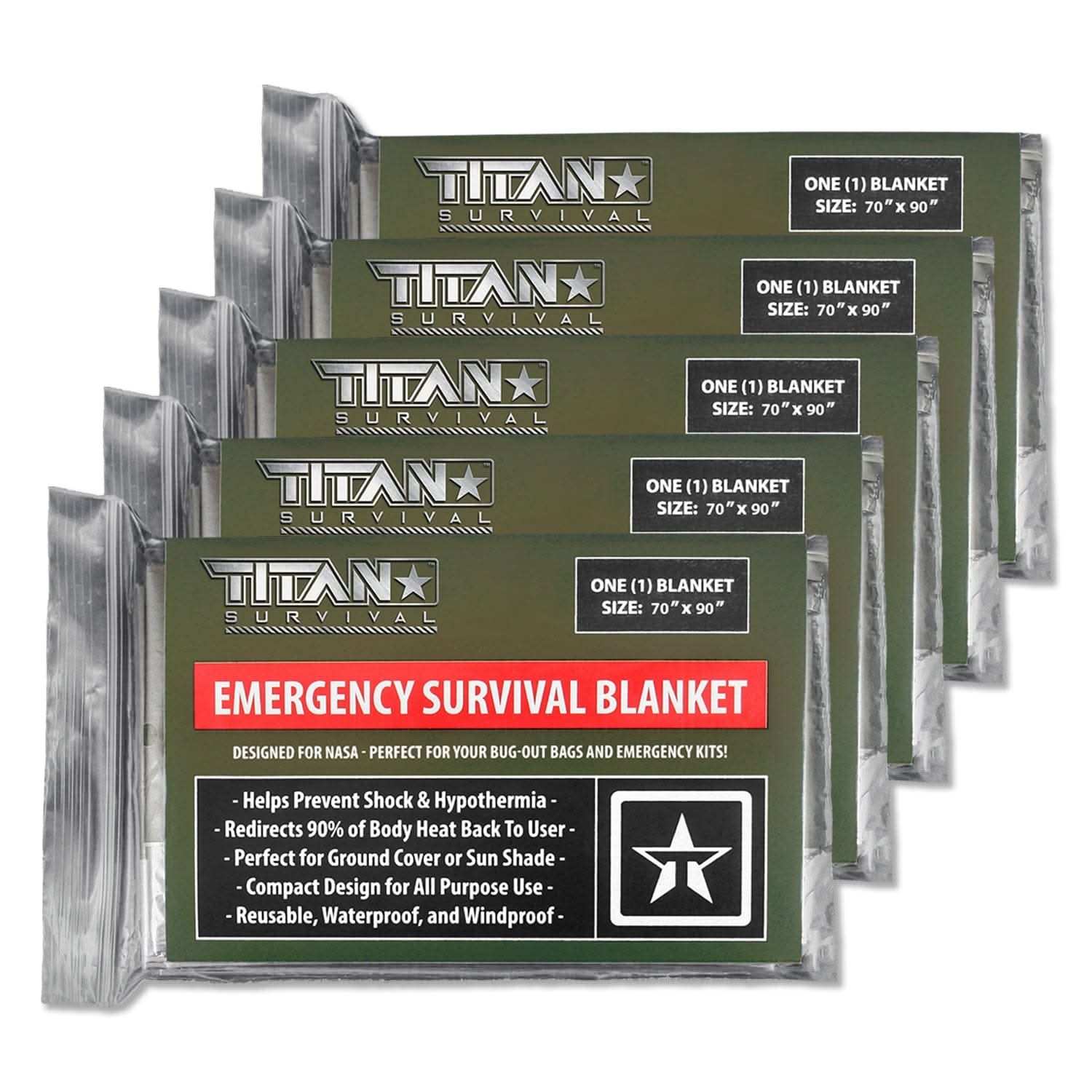 TITAN Survival Survival Blankets XL Emergency Survival Blankets, 5-Pack XL Emergency Survival Blankets, 5-Pack | TITAN Survival