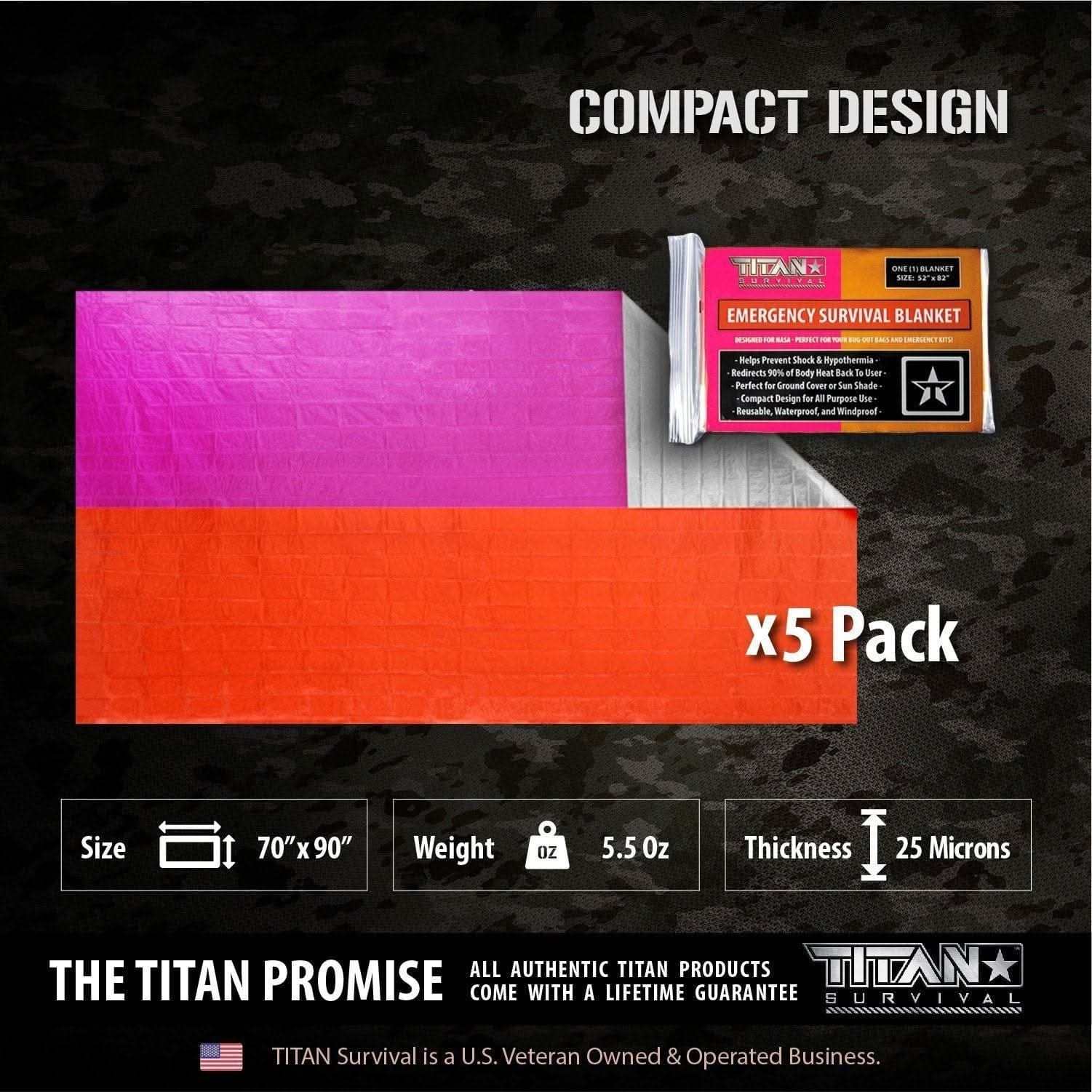 TITAN Survival Survival Blankets XL Emergency Survival Blankets, 5-Pack XL Emergency Survival Blankets, 5-Pack | TITAN Survival