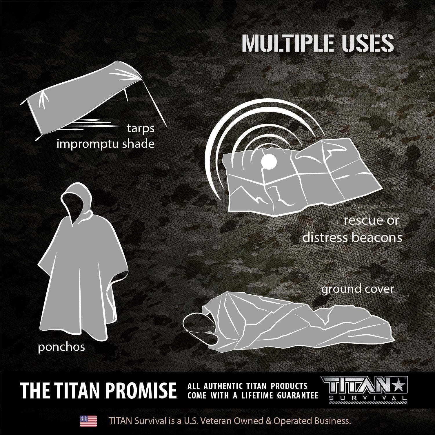 Five-pack of compact NASA-designed mylar emergency survival blankets reflecting body heat