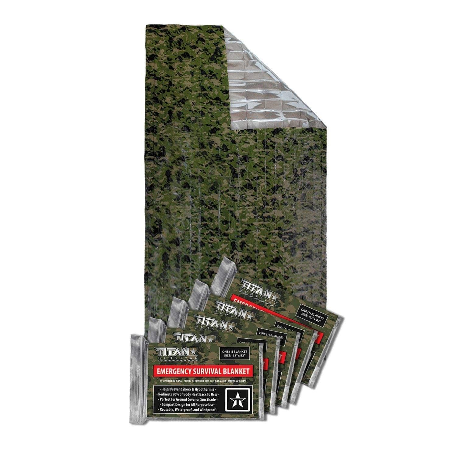 TITAN Survival Survival Blankets Emergency Survival Blankets, 5-Pack Emergency Survival Blankets - 5 Pack for Emergency & Outdoor Use