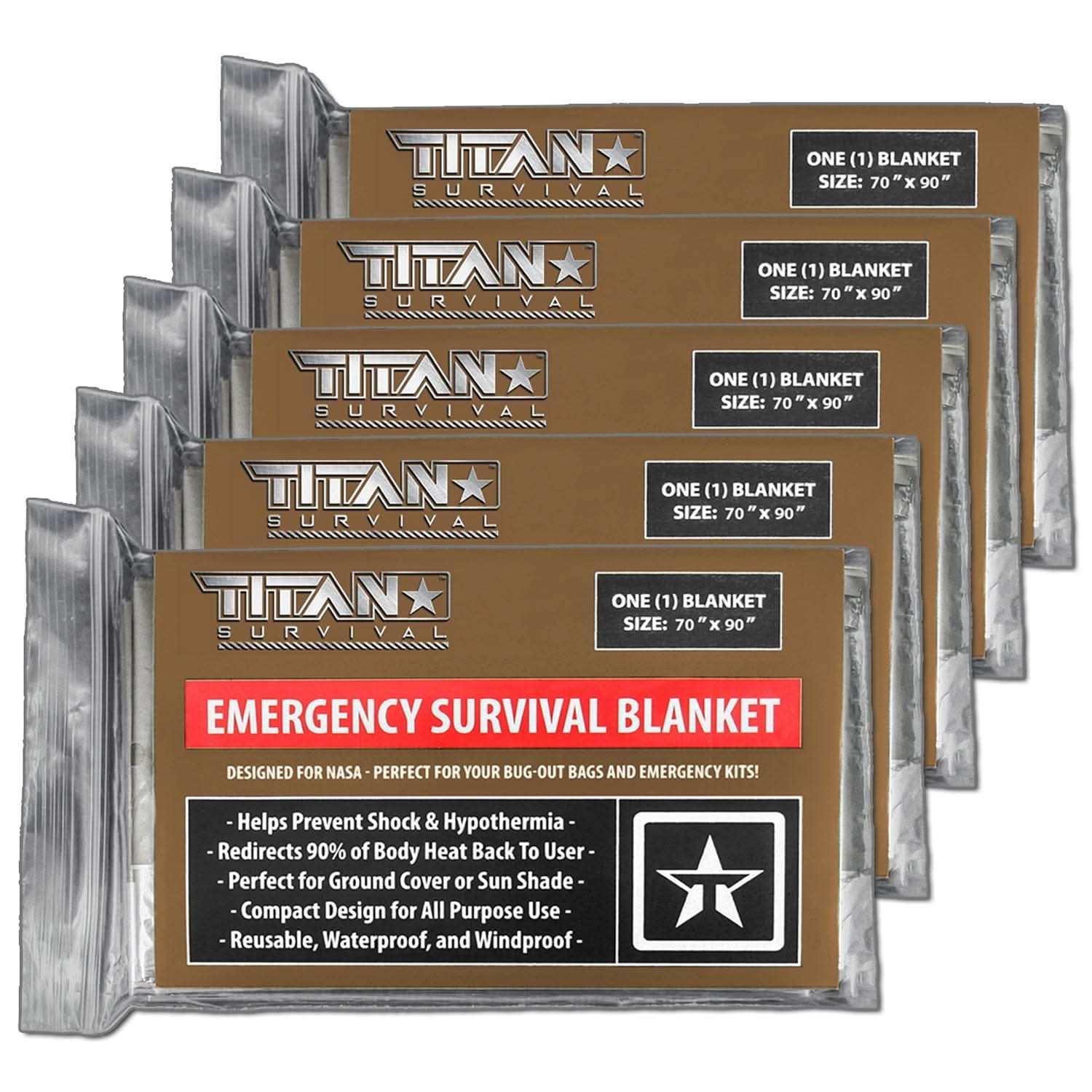 TITAN Survival Survival Blankets XL Emergency Survival Blankets, 5-Pack XL Emergency Survival Blankets, 5-Pack | TITAN Survival