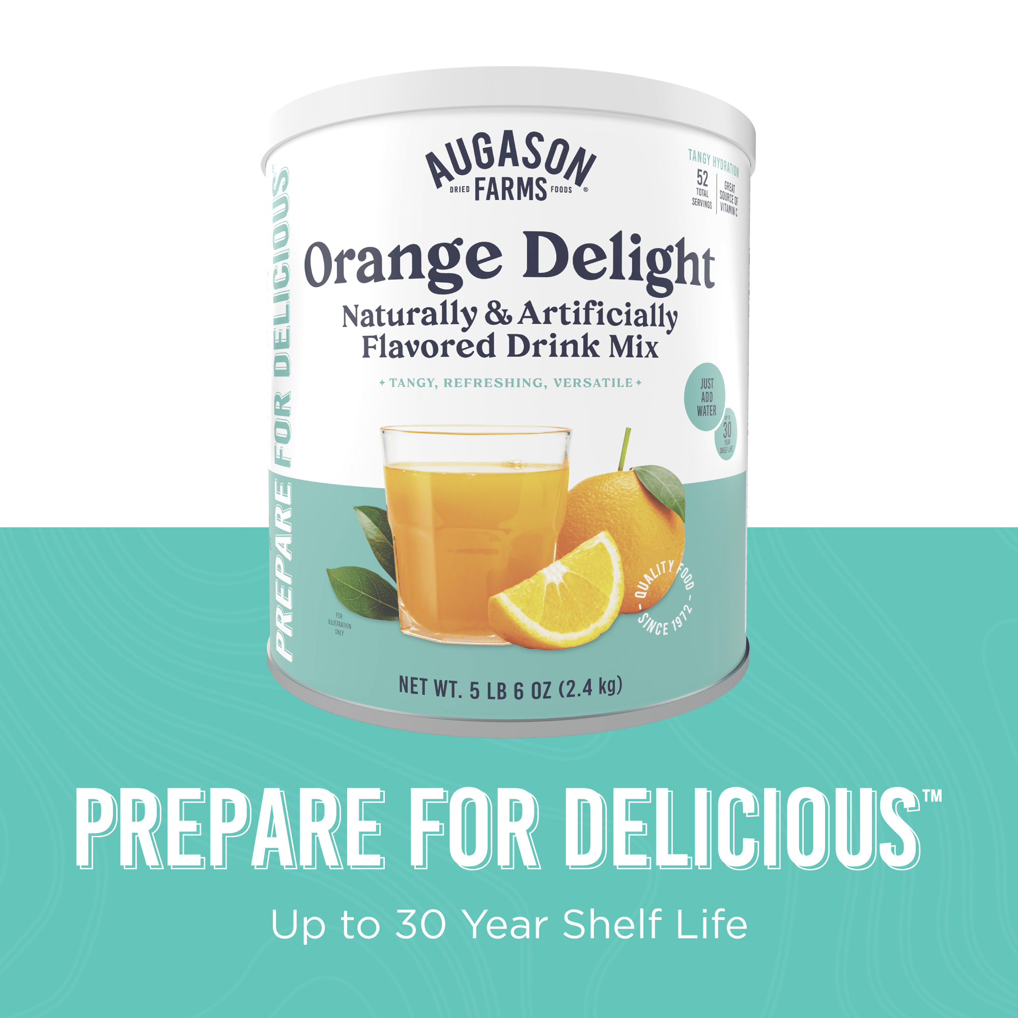 Augason Farms Orange Delight Drink Mix Can, 52 Servings Orange Delight Drink Mix Can - 52 Servings