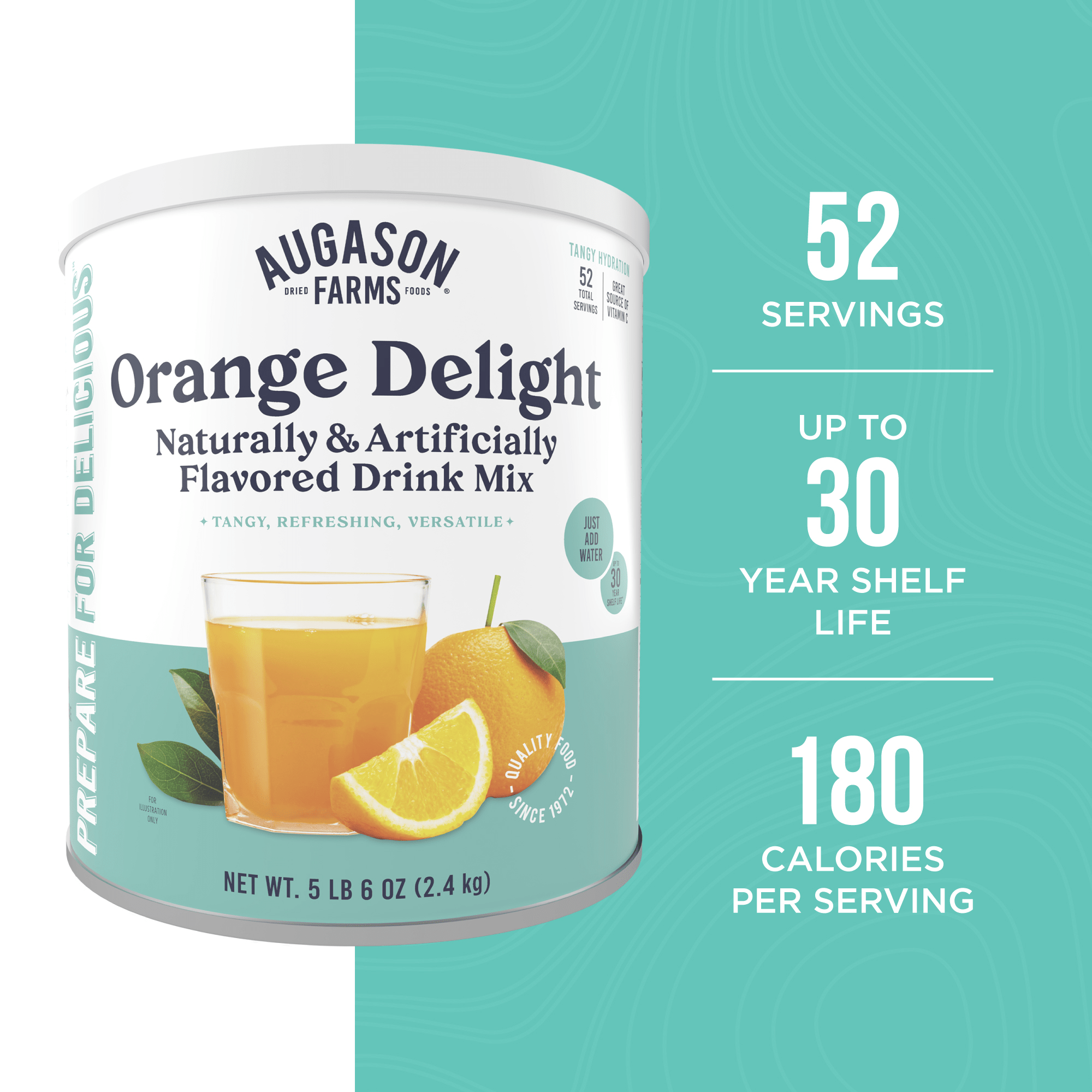 Augason Farms Orange Delight Drink Mix Can, 52 Servings Orange Delight Drink Mix Can - 52 Servings