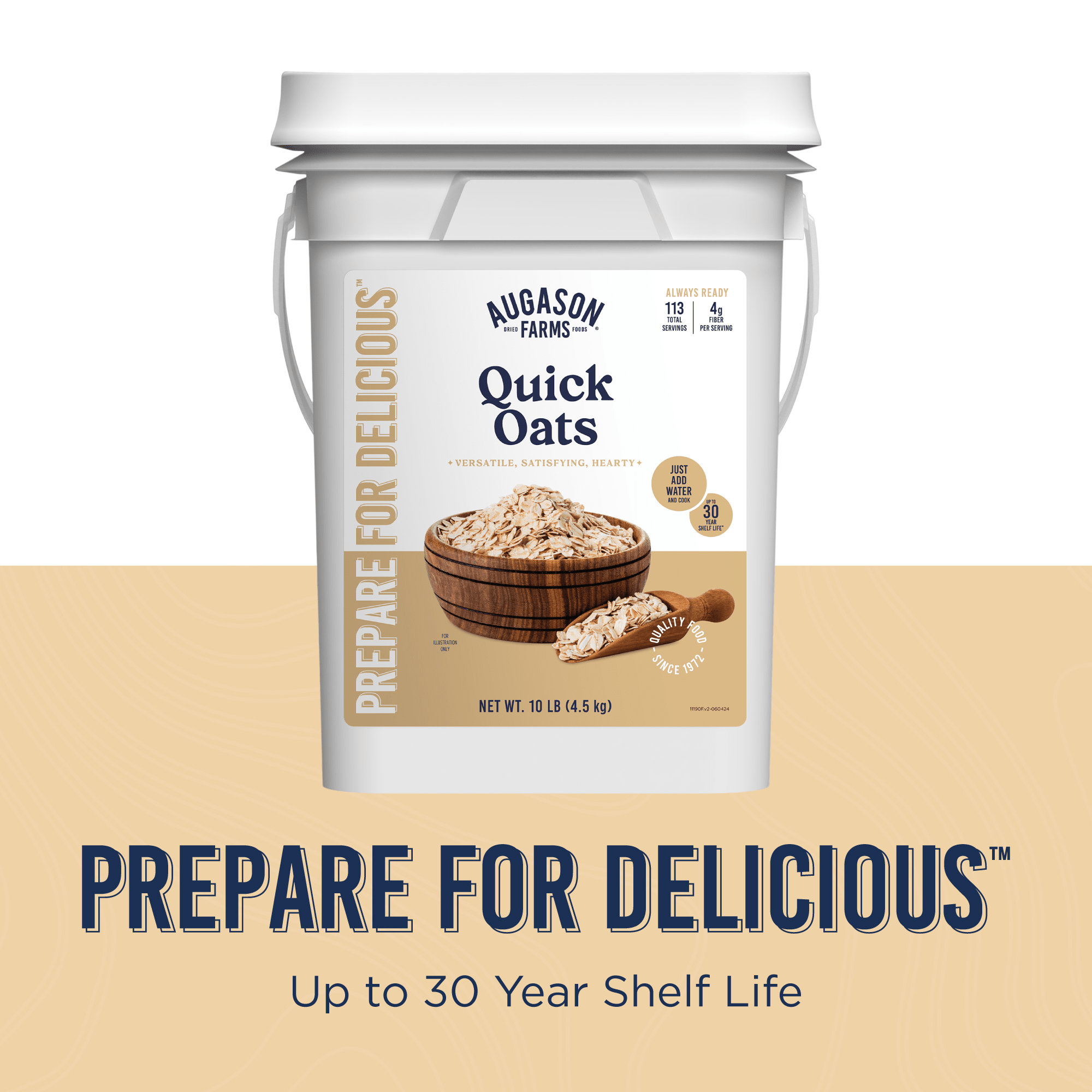 Augason Farms Quick Oats 4 Gallon Pail, 113 Servings Quick Oats 4-Gallon Pail - 113 Servings