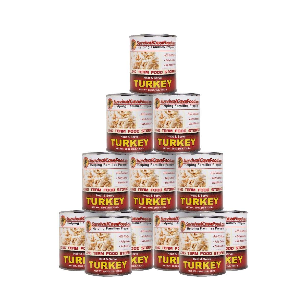 Survival Cave Turkey 12-pack 28 oz cans ready to eat canned meat for long-term food storage