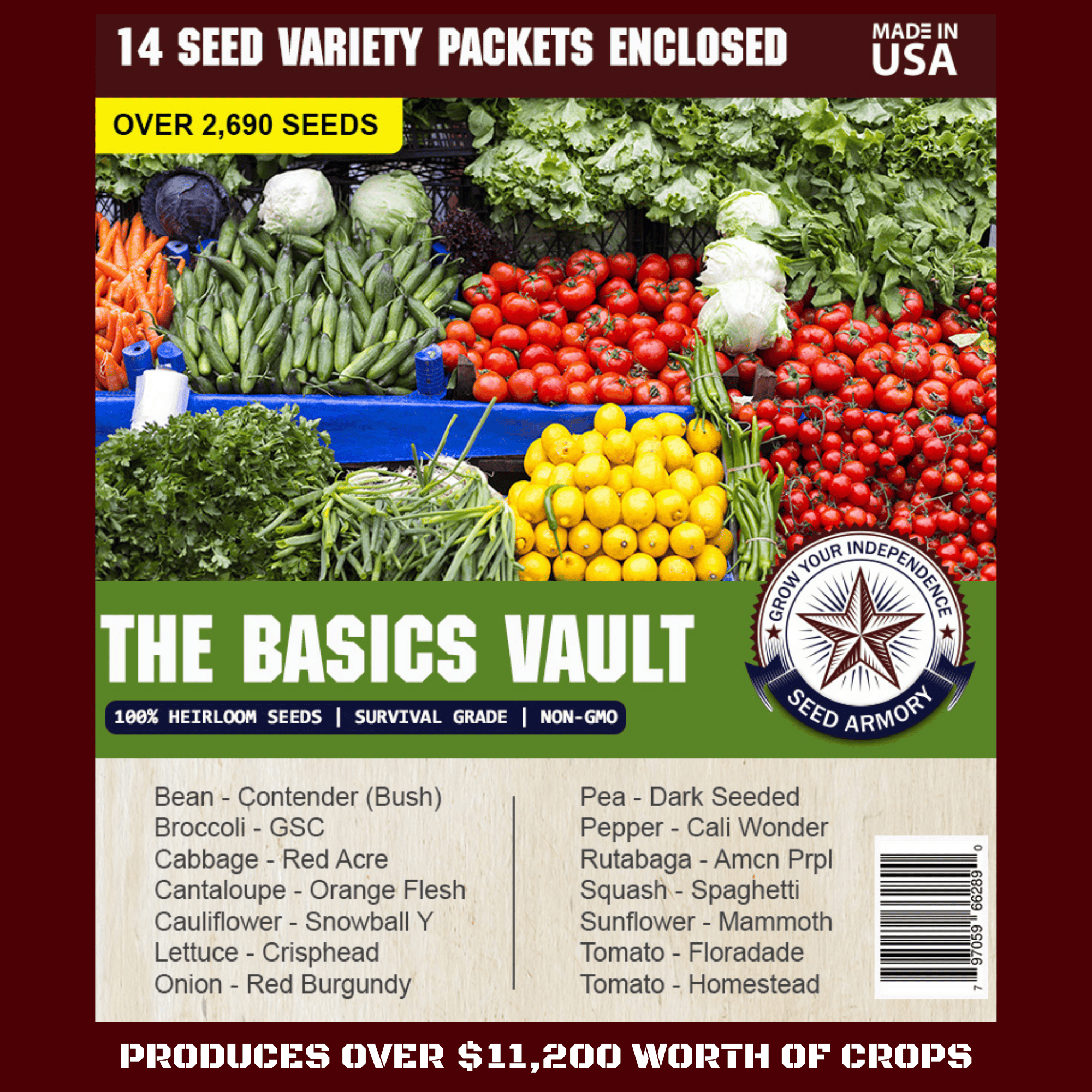 Seed Armory Survival Vaults Basics Seed Vault - 14 Varieties Basics Seed Vault - 14 Varieties | Seed Armory