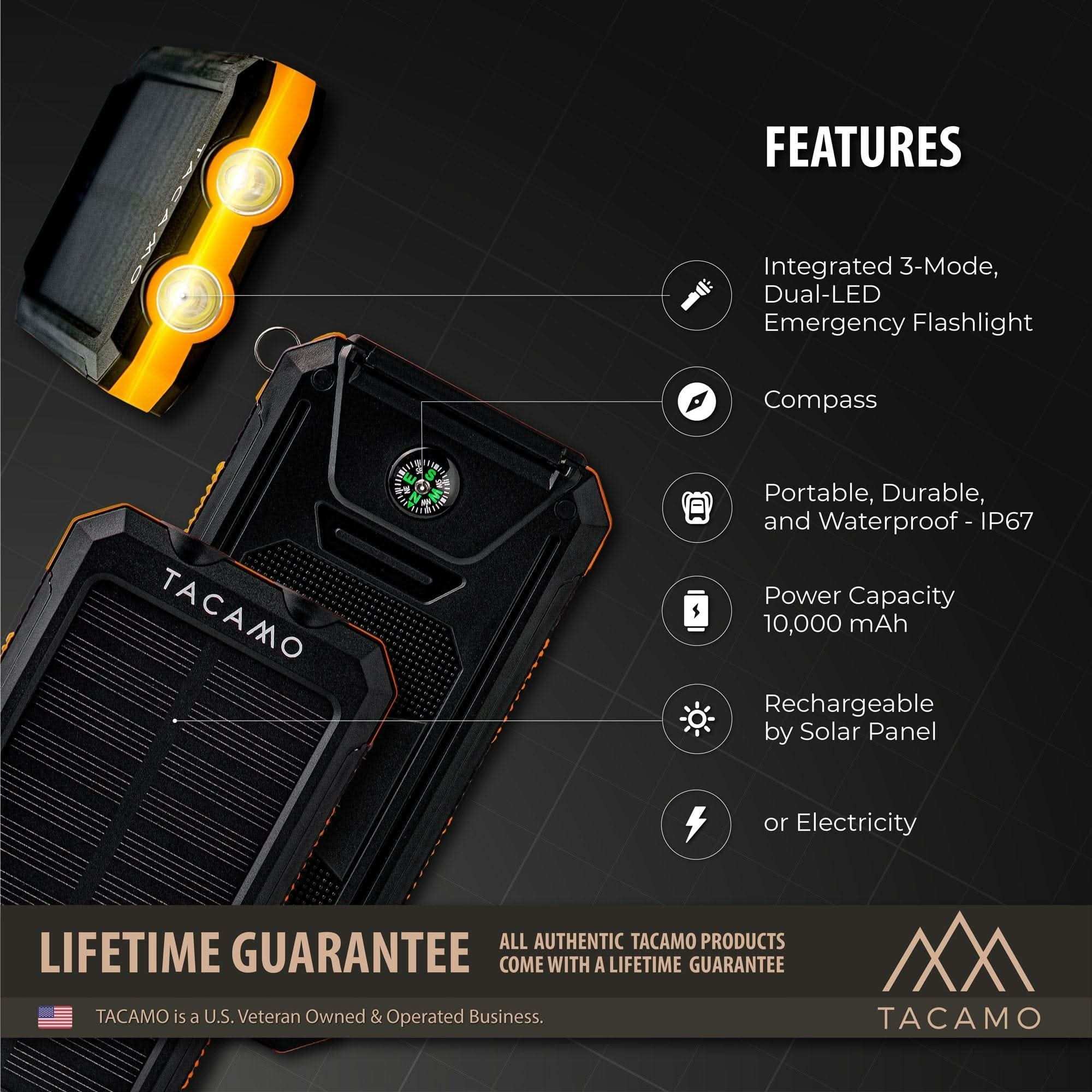 TITAN Survival Electronics Solar Power Bank, USB Rechargeable Solar Power Bank, USB Rechargeable | TITAN Survival