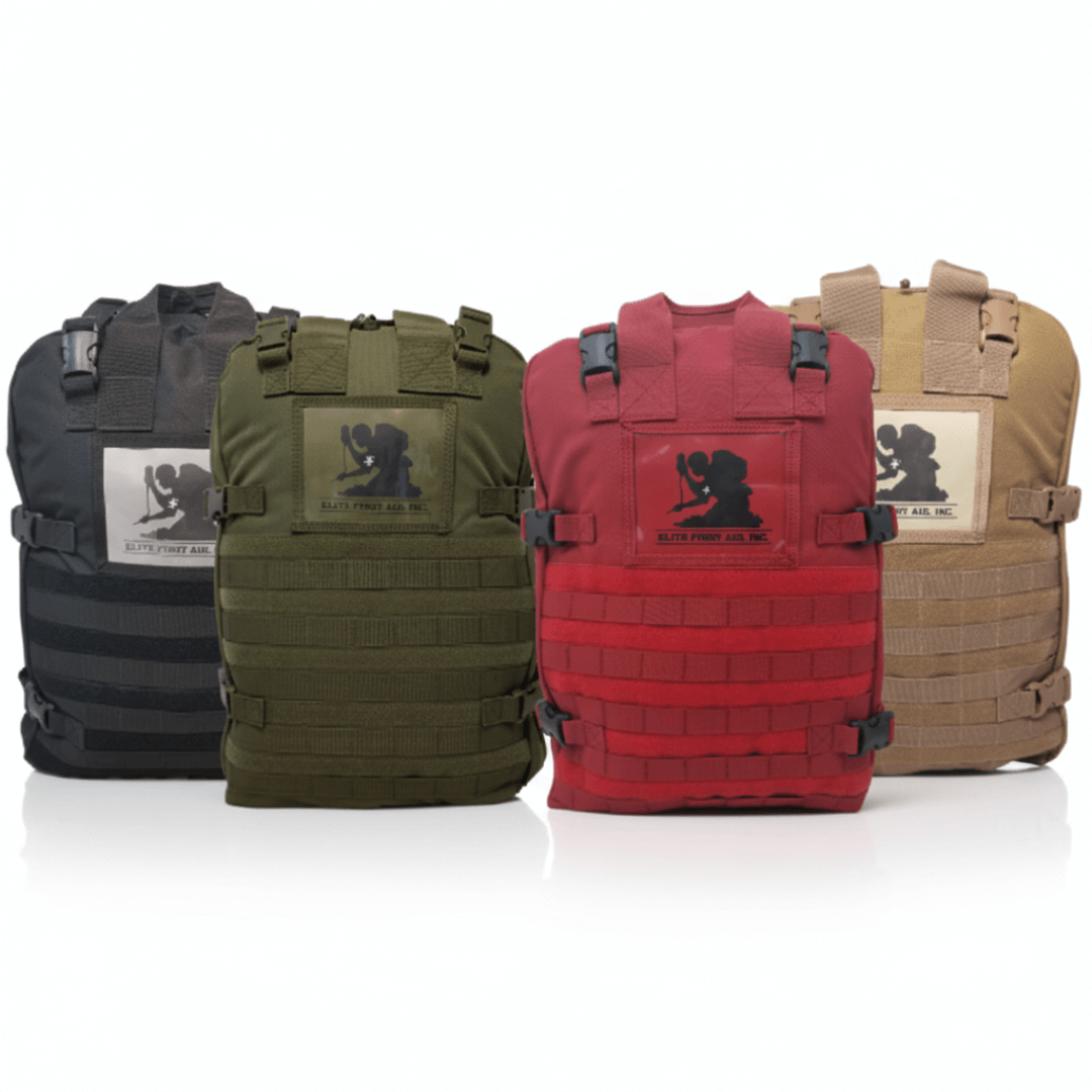 STOMP Medical Backpack fully stocked with professional-grade medical supplies and MOLLE-compatible compartments for tactical and emergency use