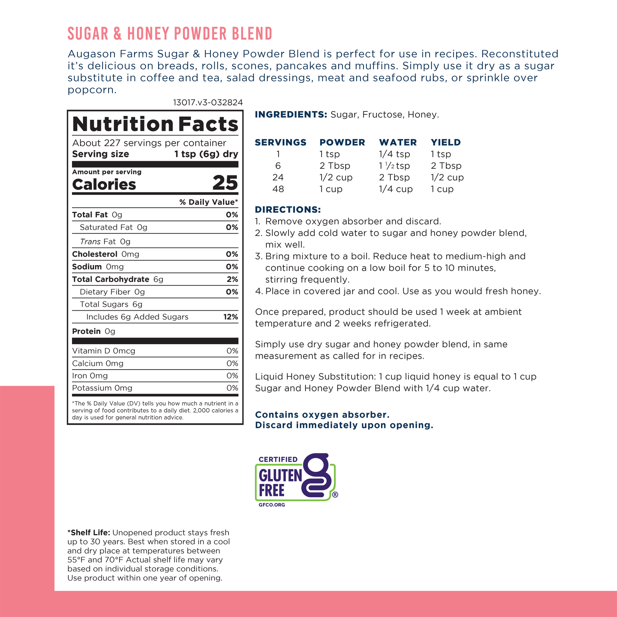 Sugar & Honey Powder Blend Can, 227 Servings