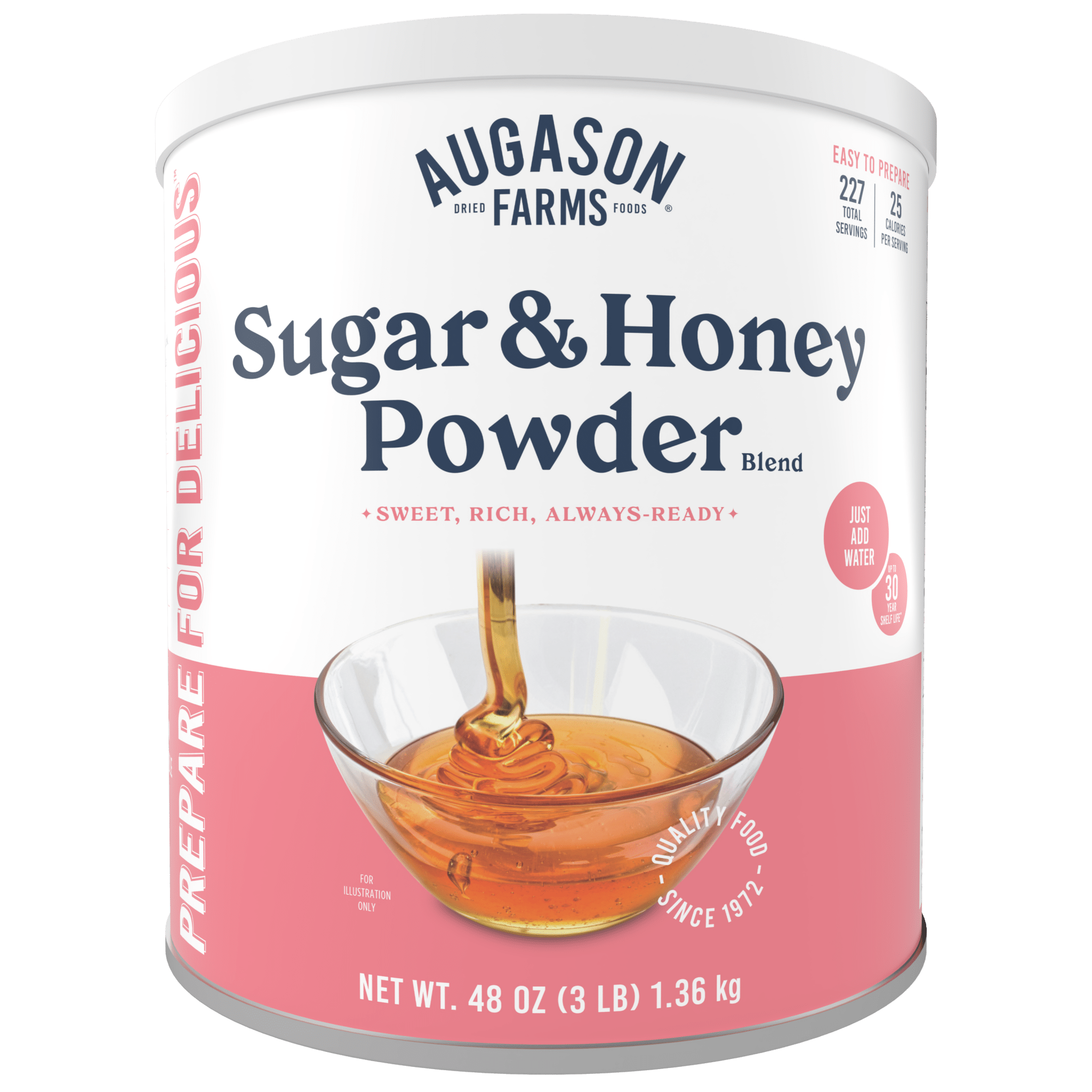 Augason Farms Sugar & Honey Powder Blend Can, 227 Servings Sugar & Honey Powder | 227 Servings – Natural Sweetener & Substitute