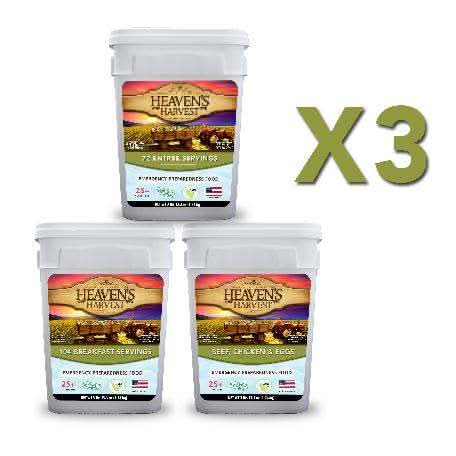 Heaven's Harvest Emergency and Survival Food 3 Month Combo Kit Emergency Food Storage - 3 Month Combo Kit for Long-term Preparedness