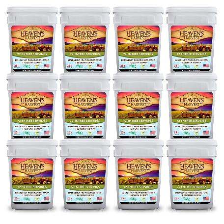 Heaven's Harvest 12 Month Combo Kit with 36 buckets of long-lasting emergency food supplies