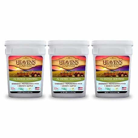 Heaven's Harvest 3 Pack Entree Kit Entree Kit - 3 Pack Delicious Food Buckets with 216 Servings