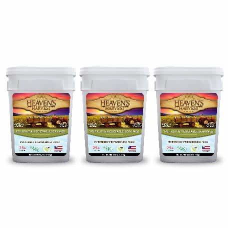 Heaven's Harvest Emergency and Survival Food 3 Pack Fruit & Vegetable Kit Fruit & Vegetable Kit - 3 Pack for 510 Servings - Emergency Food Supply