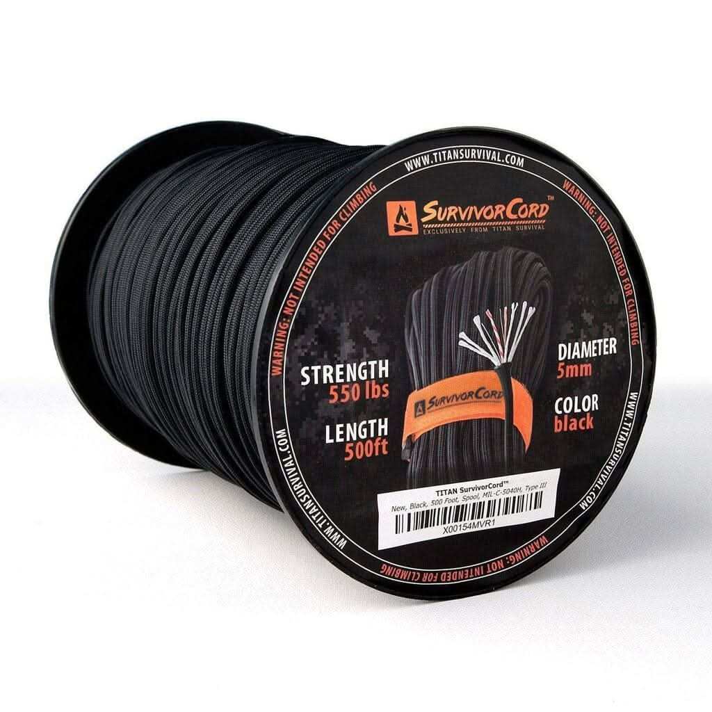 TITAN Survival SurvivorCord SurvivorCord | BLACK SurvivorCord - Black | TITAN Survival Paracord