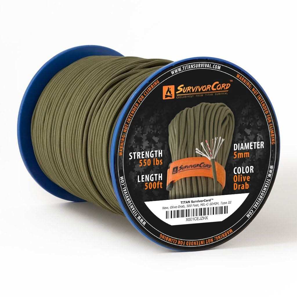 TITAN Survival SurvivorCord SurvivorCord | OLIVE-DRAB SurvivorCord - Olive-Drab | TITAN Survival Paracord