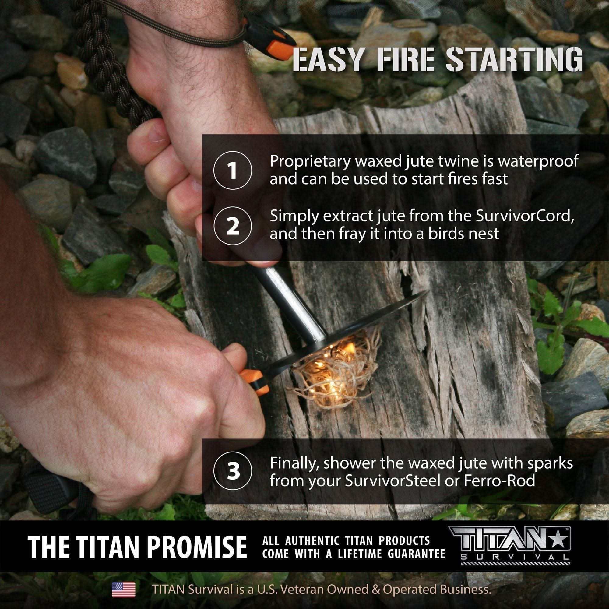 TITAN Survival SurvivorCord SurvivorCord | SAFETY-ORANGE SurvivorCord - Safety-Orange | TITAN Survival Paracord