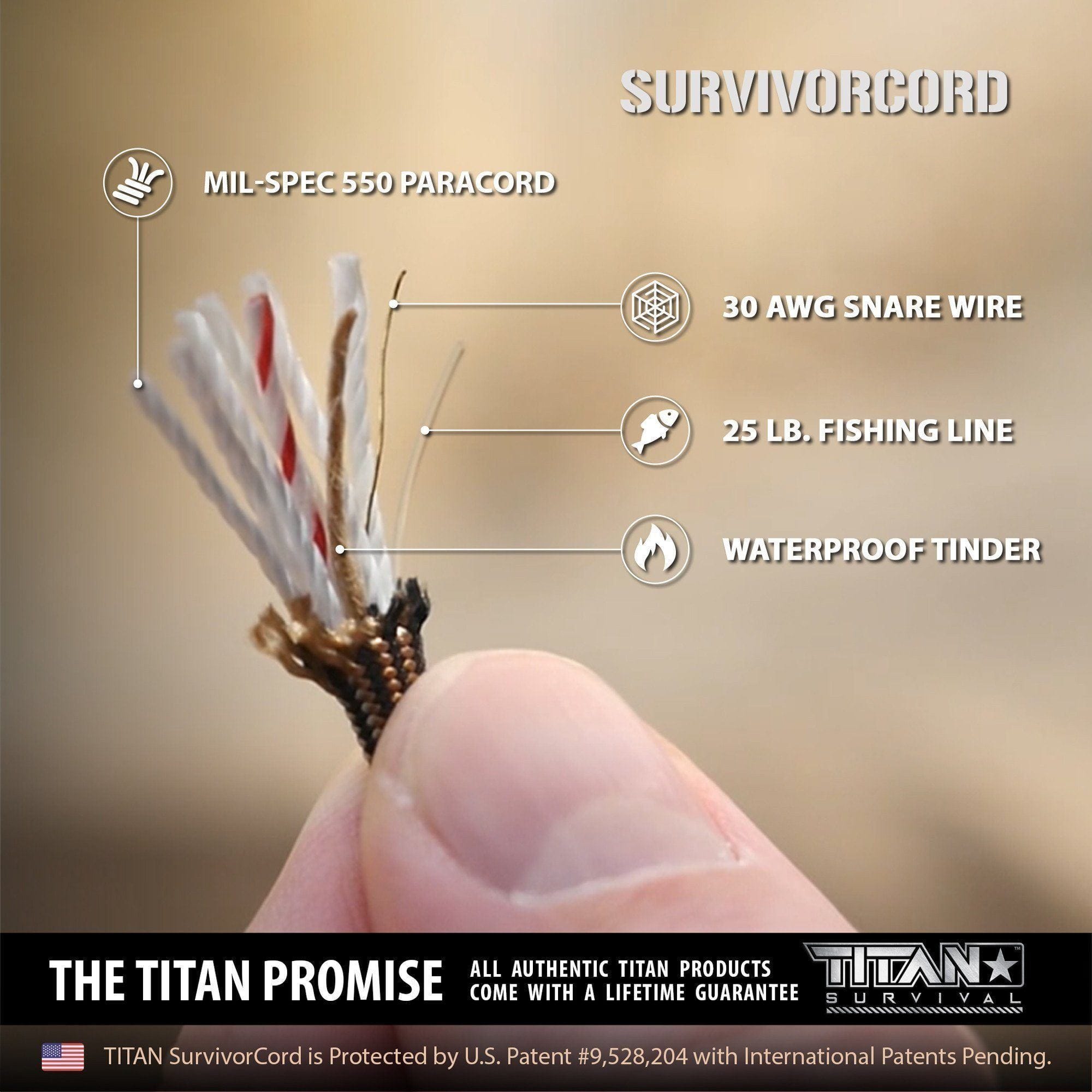 TITAN Survival SurvivorCord SurvivorCord | SAFETY-ORANGE SurvivorCord - Safety-Orange | TITAN Survival Paracord