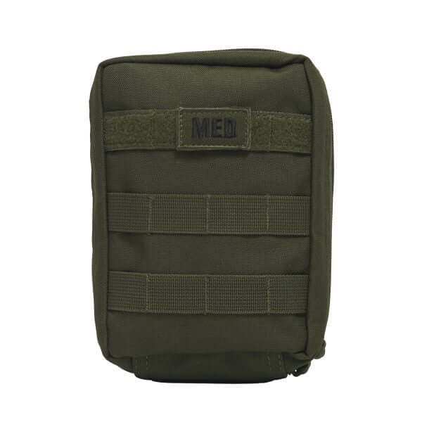 Compact Tactical IFAK with hemorrhage control supplies including tourniquet, hemostatic gauze, and chest seal in a durable pouch