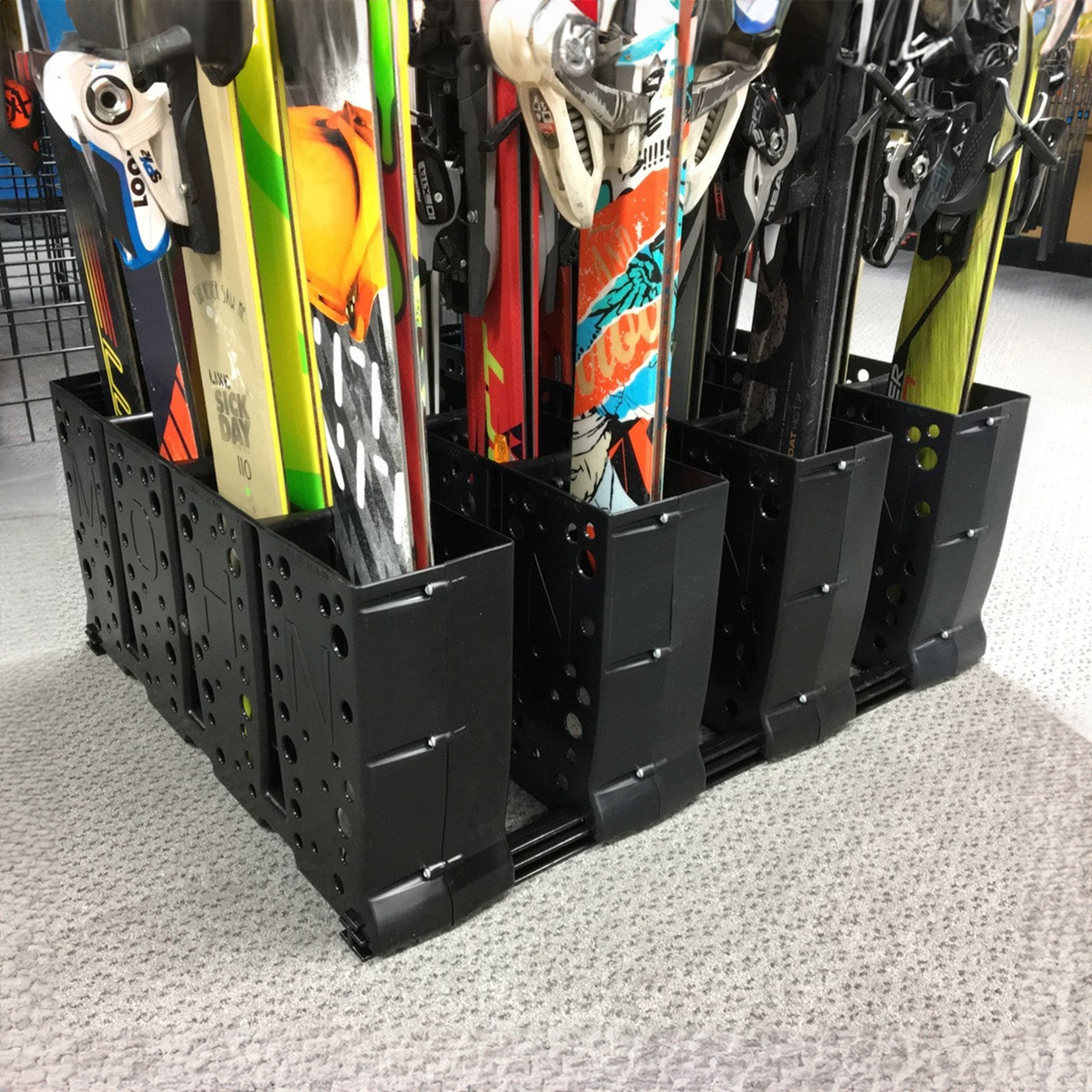 Telluride Ski Storage Rack for Rental Shops | Holds up to 16 Pairs of Skis