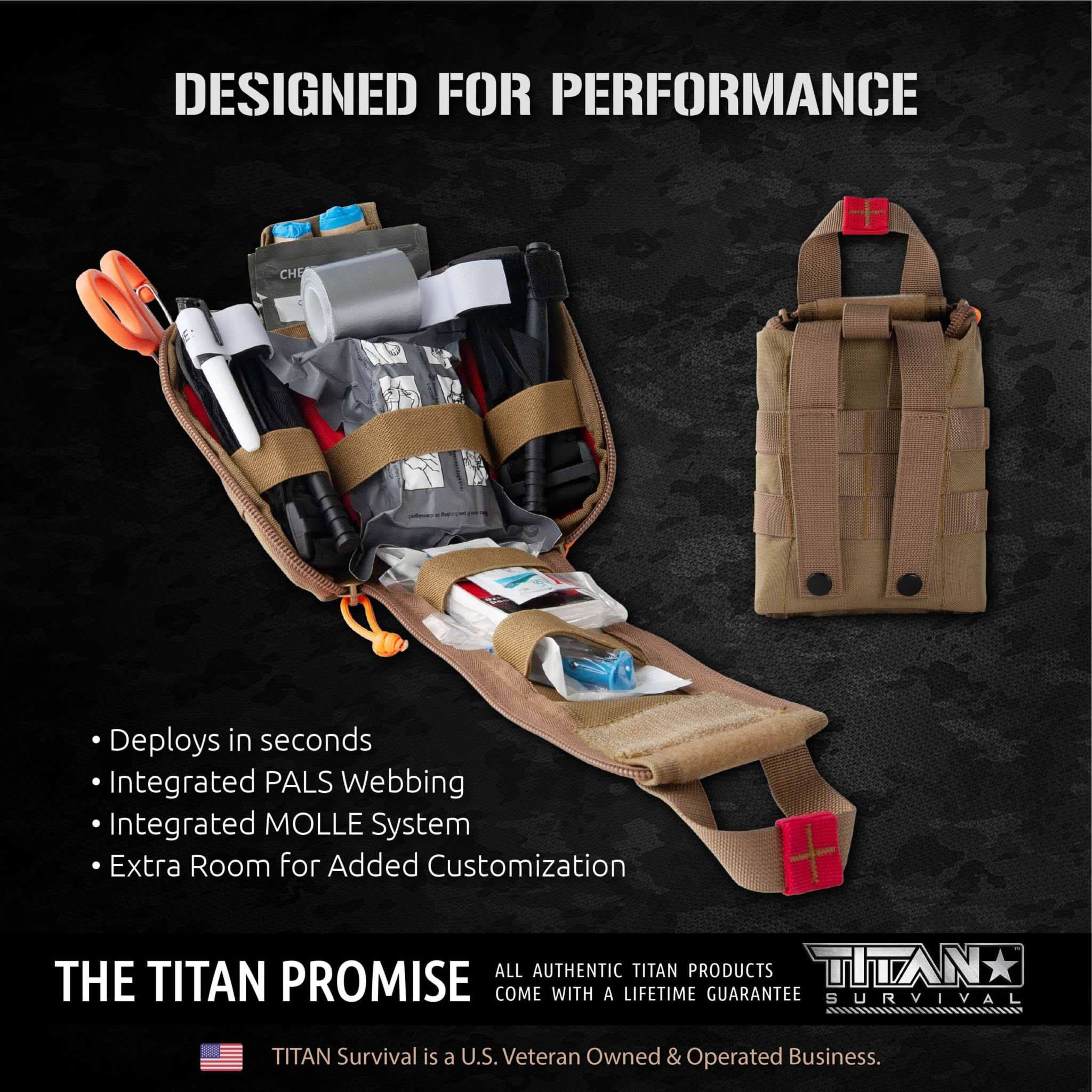 TITAN Survival Care Individual First Aid Kit (IFAK) - 2x Windlass Tourniquets Individual First Aid Kit - 2 Windlass Tourniquets for Tactical Medical Care