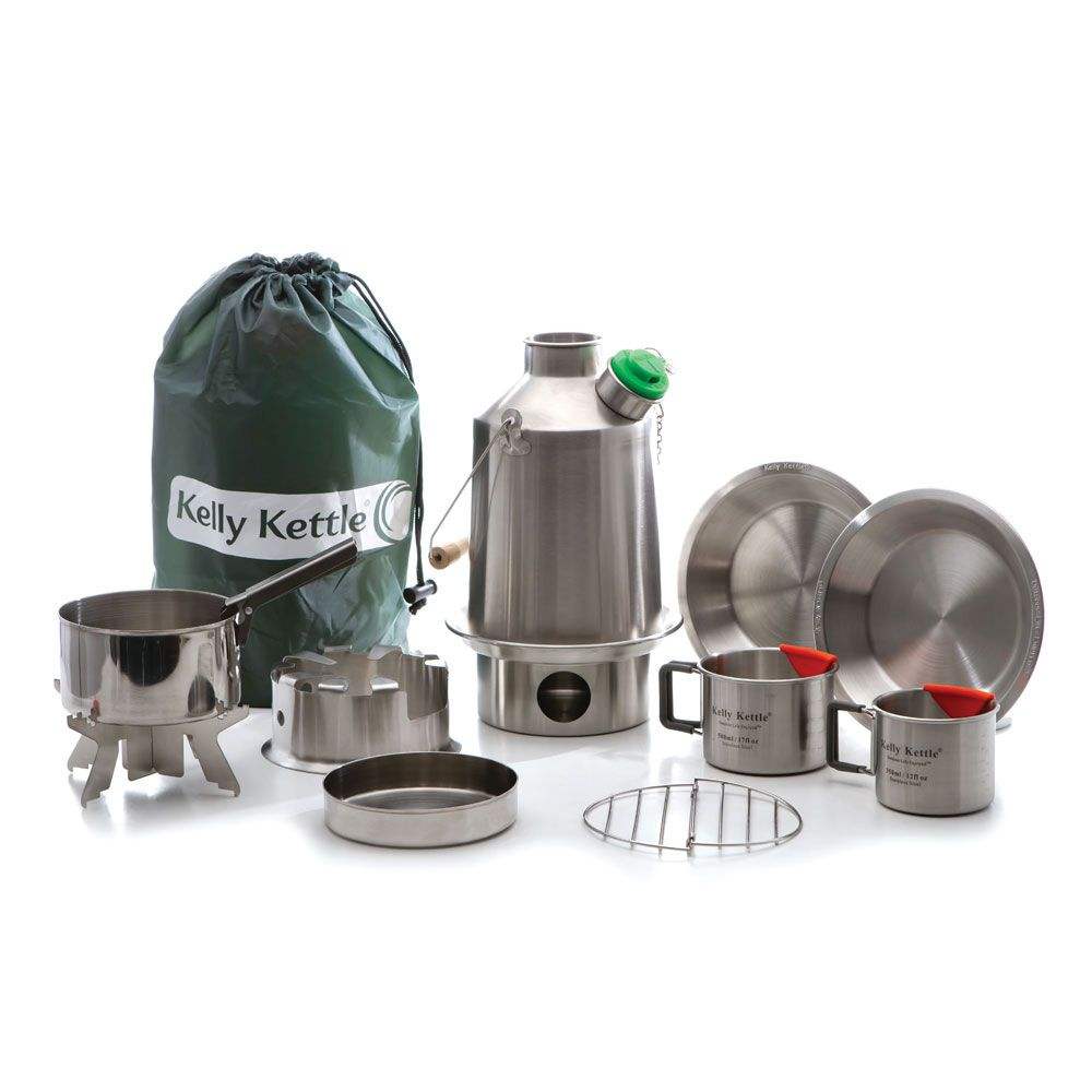 Ultimate Scout Kit stainless steel camping kettle with cook set and accessories packed in storage bag