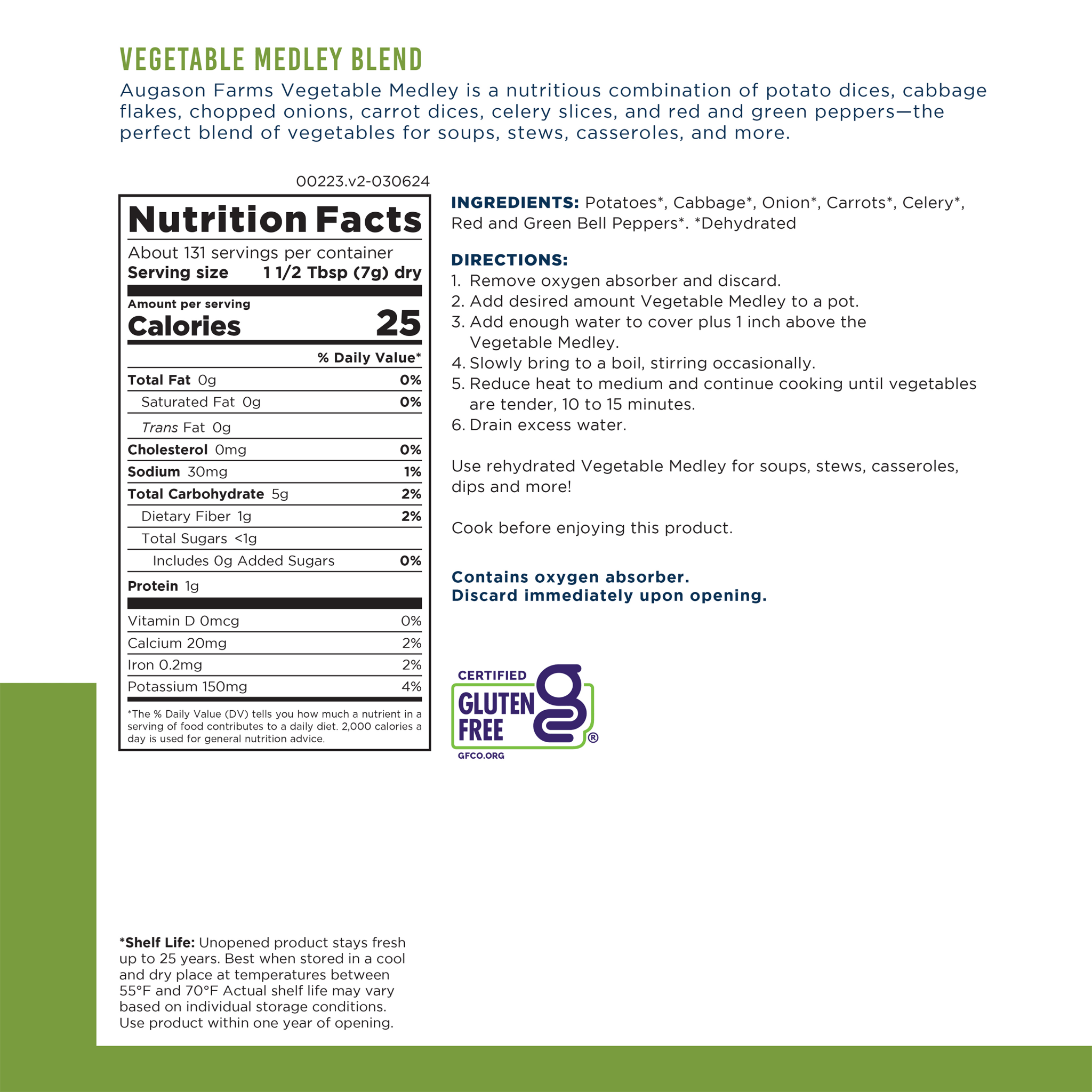 Vegetable Medley Blend Can, 131 Servings
