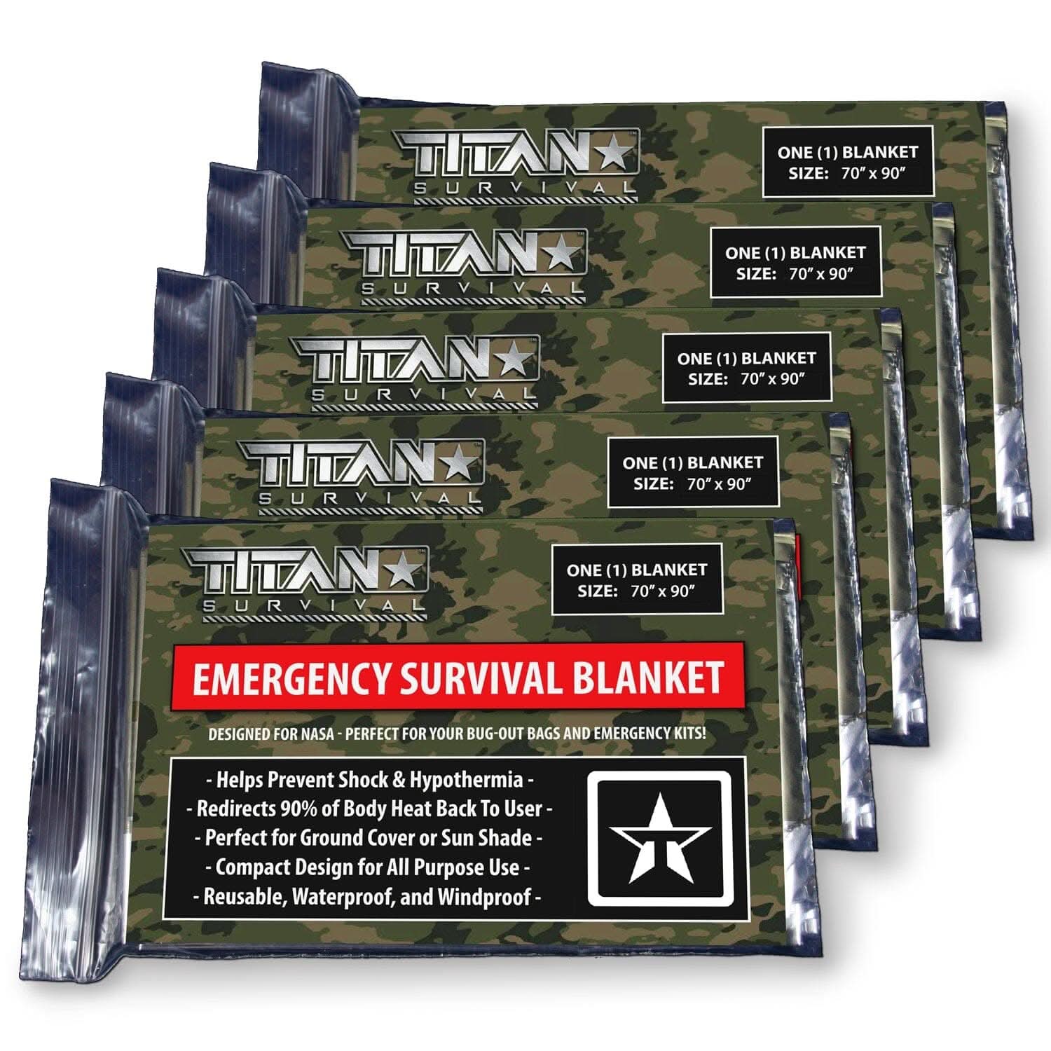TITAN Survival Survival Blankets XL Emergency Survival Blankets, 5-Pack XL Emergency Survival Blankets, 5-Pack | TITAN Survival